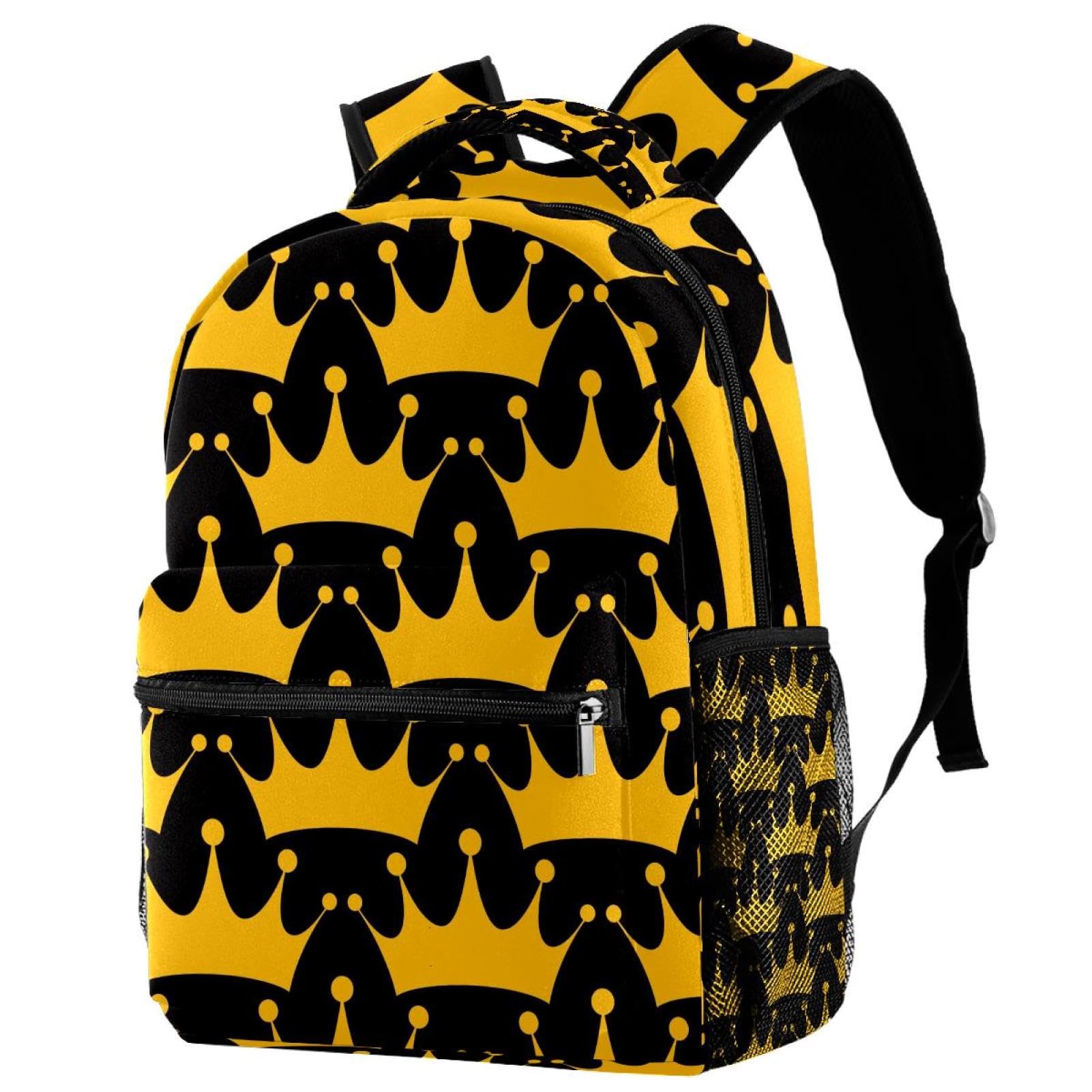 Sac à dos d'école couronne dorée pour collège et lycée