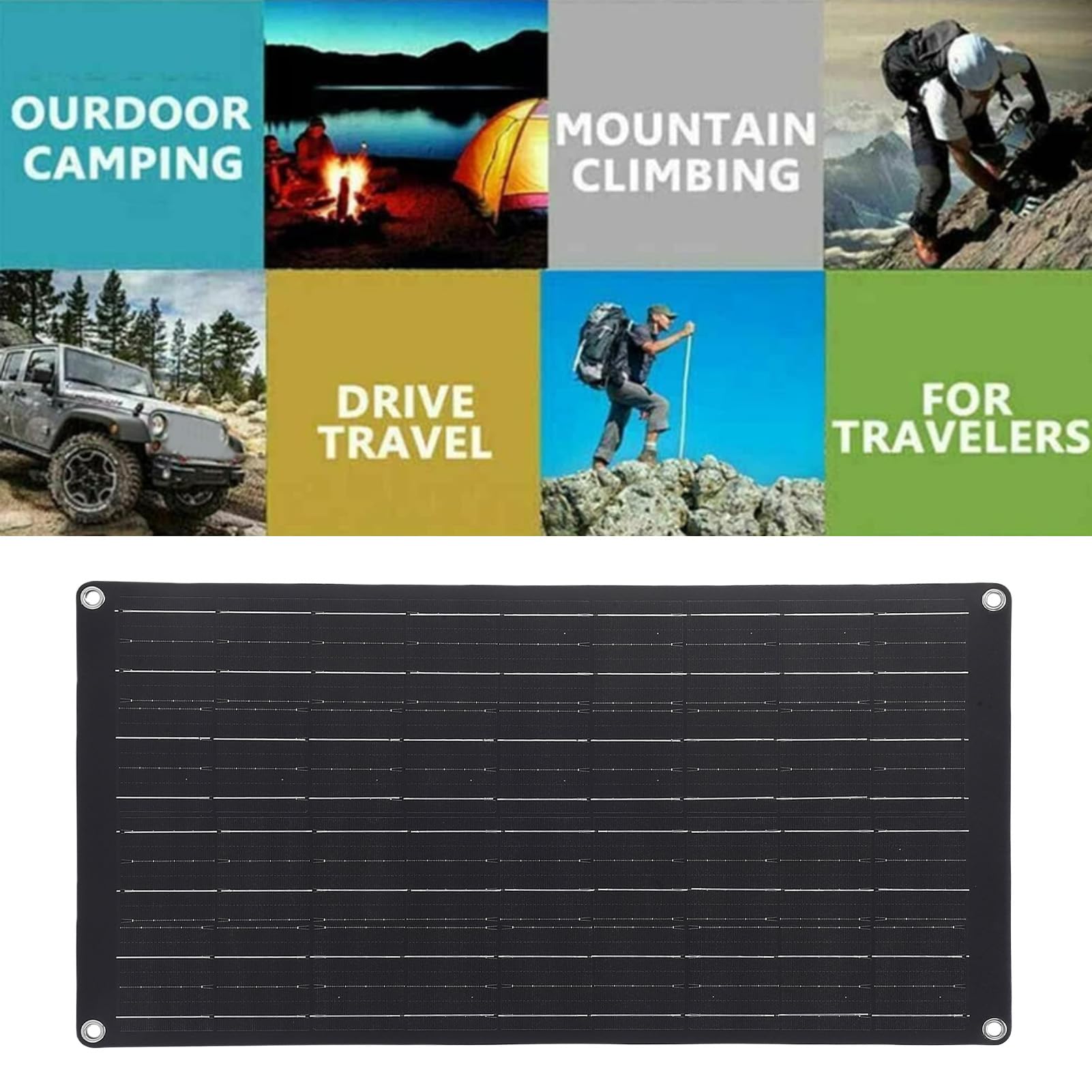 AUNMAS Cargador de Coche con Panel Solar, Cargador de Batería Portátil Ligero con Carga Rápida, Fuente de Energía Eficiente para Camping y Uso de Emergencia