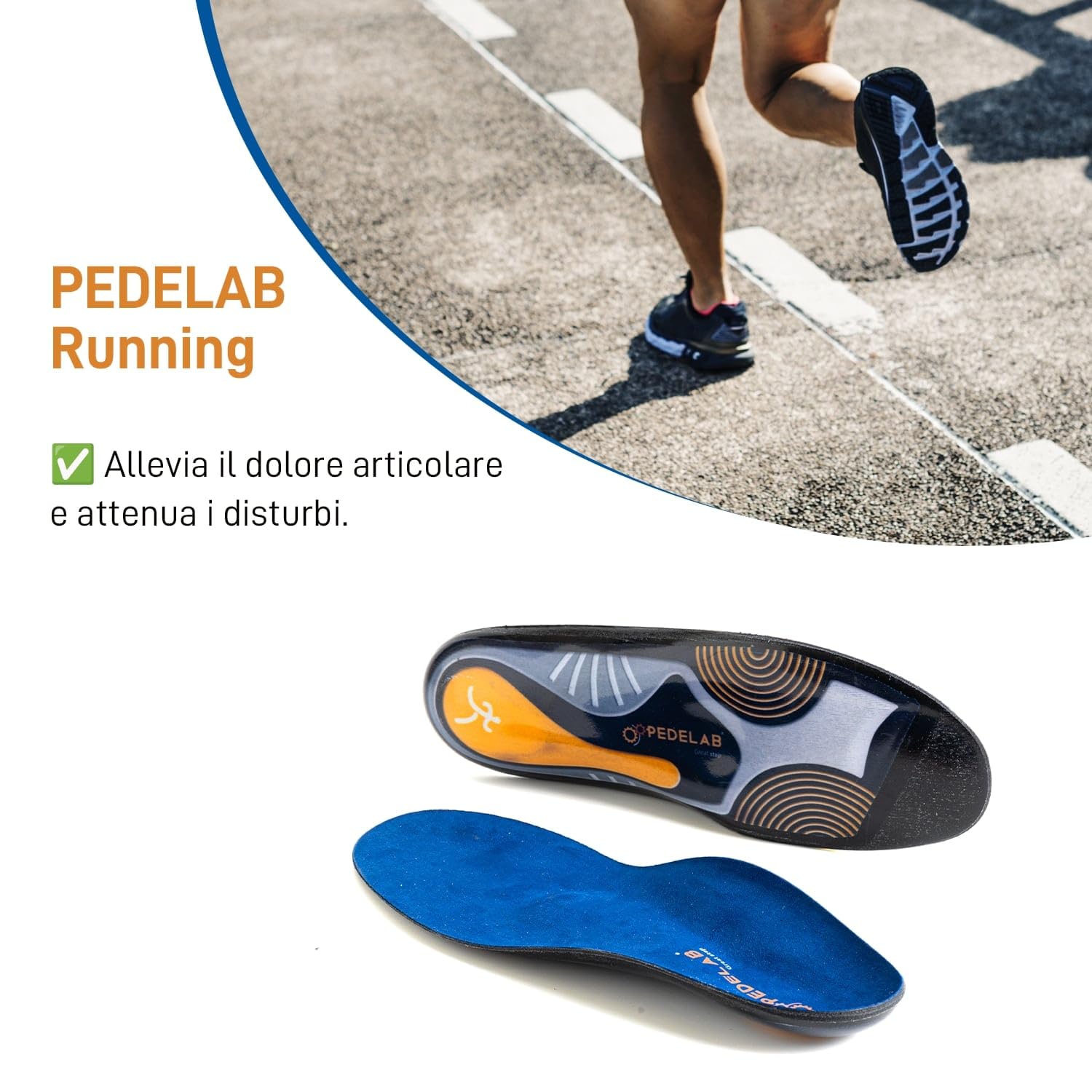 Pedelab Plantare Ortopedico Sportivo Sport Running, Misure M 39-40 | Plantari per Corridori e Atleti con Supporto Arco Plantare, Articolazioni e Tallone | Plantare per Spina Calcaneare in Microfibra