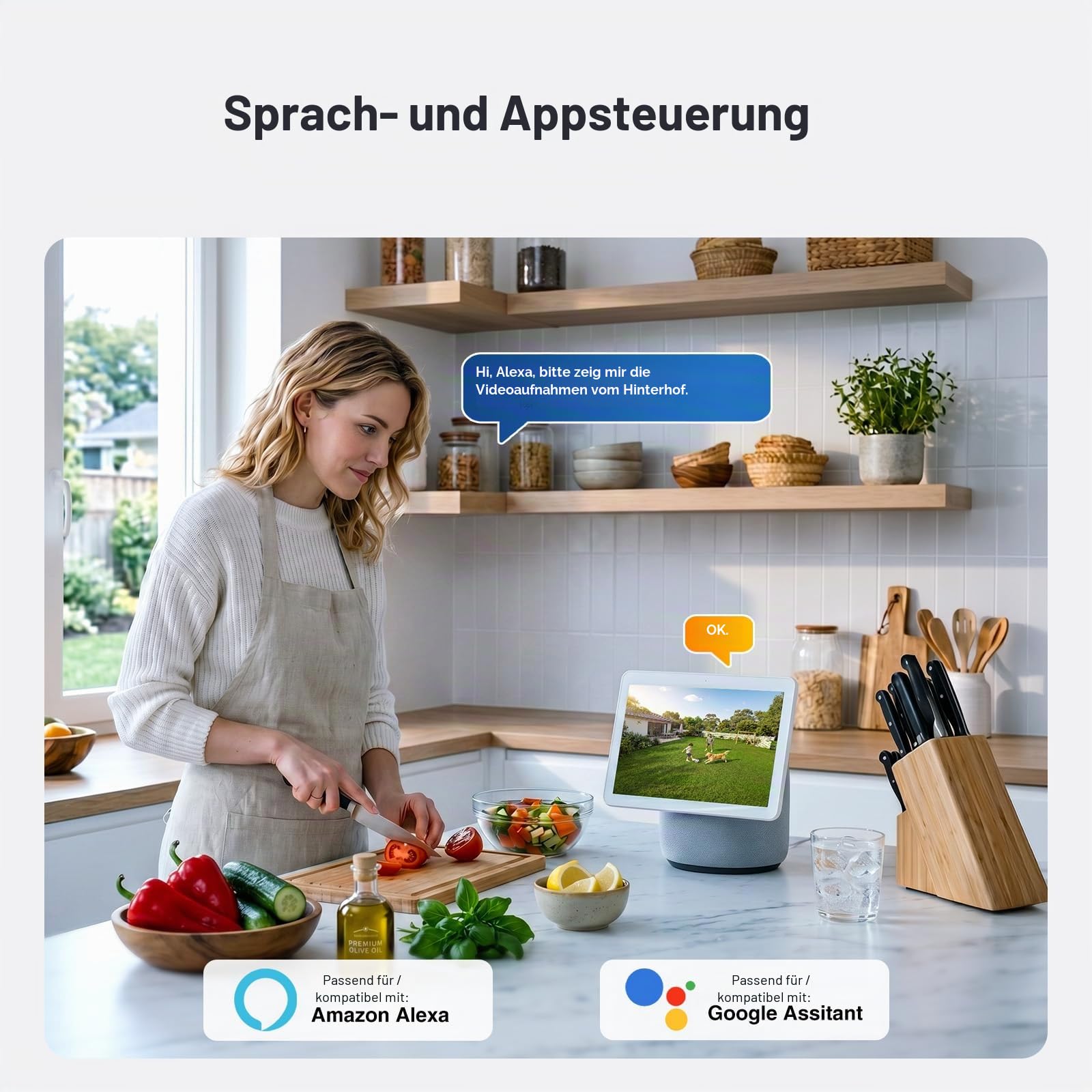2K kabelgebundene Flutlichtkamera, 3500 lm Dual-Head Outdoor-Sicherheitskamera mit Farb-Nachtsicht, 5G/2,4G WLAN, PIR-Bewegungserkennung, Sirene, Zwei-Wege-Audio, IP65, kompatibel mit Alexa & Google