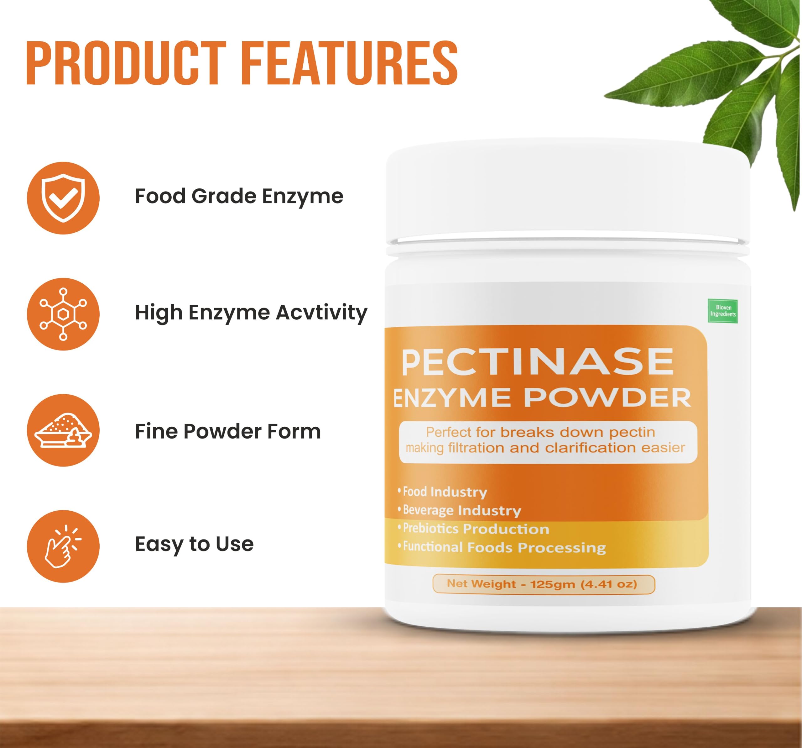 Bioven Ingredients Pectinase Enzyme Powder for Fruit Processing, Juice Clarification & Yield Improvement, Premium Pectin-Breaking Enzyme for Pulp Reduction & Extraction Support, 125gm — Amazon image 5
