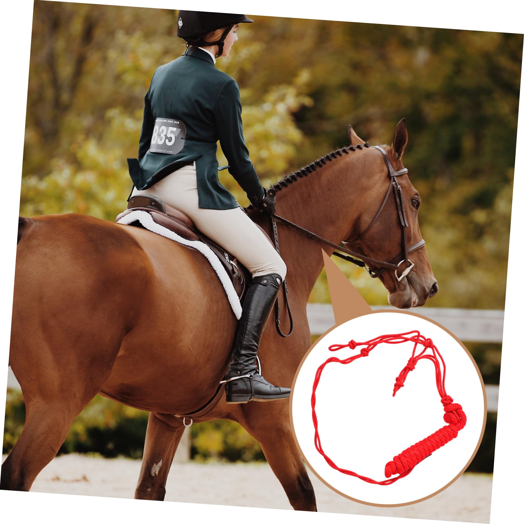 Cabestro Collar Cuerda de Poliéster Caballos de Rojo | Entrenamiento Ecuestre, Ajuste Cómodo Cabeza, Resistente al Desgaste y Fácil de Guardar
