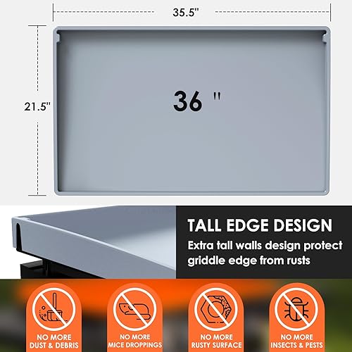 Miniatura 7 de Tapete de silicona mejorado para parrilla Blackstone de 36 pulgadas, bordes superiores de plancha, accesorios de piedra negra de grado alimenticio