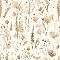 Papel de Parede Floral para Quarto, Sala e Cozinha – Vinílico Adesivo Impermeável, Fácil Aplicação, Decoração de Interior, Estampa Romântica e Elegante (Floral 1004)