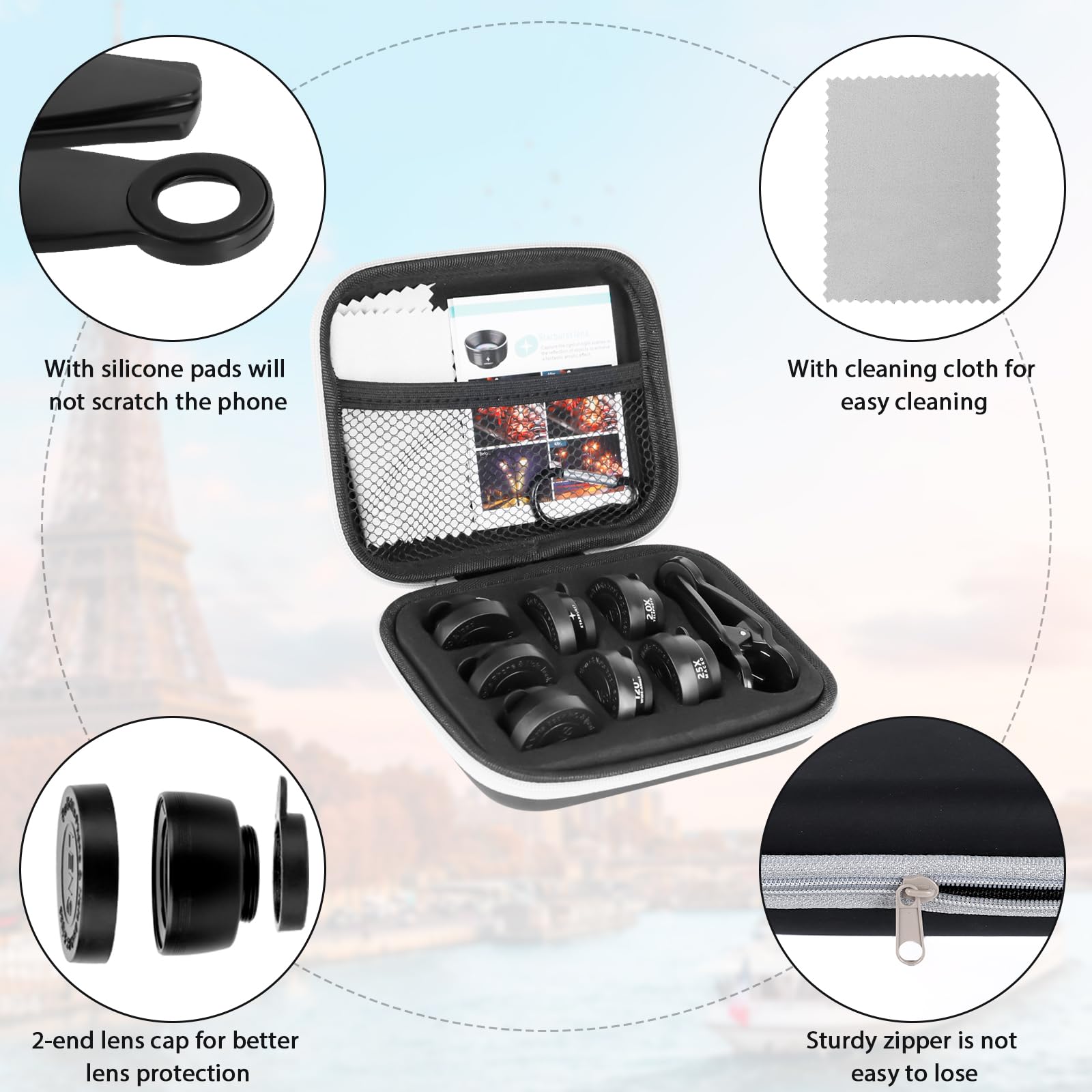 7-in-1 Handy Objektiv Kit Mit Stativ - Tele, Weitwinkel & Makro Linsen