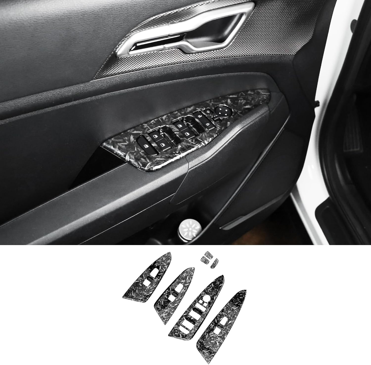 Car Interior Window Switch Panel Cover Side Door Glass Lock Control Button Cover Compatible with Kia Sportage NQ5 2023-2024 Accessories (Wood Grain Style)