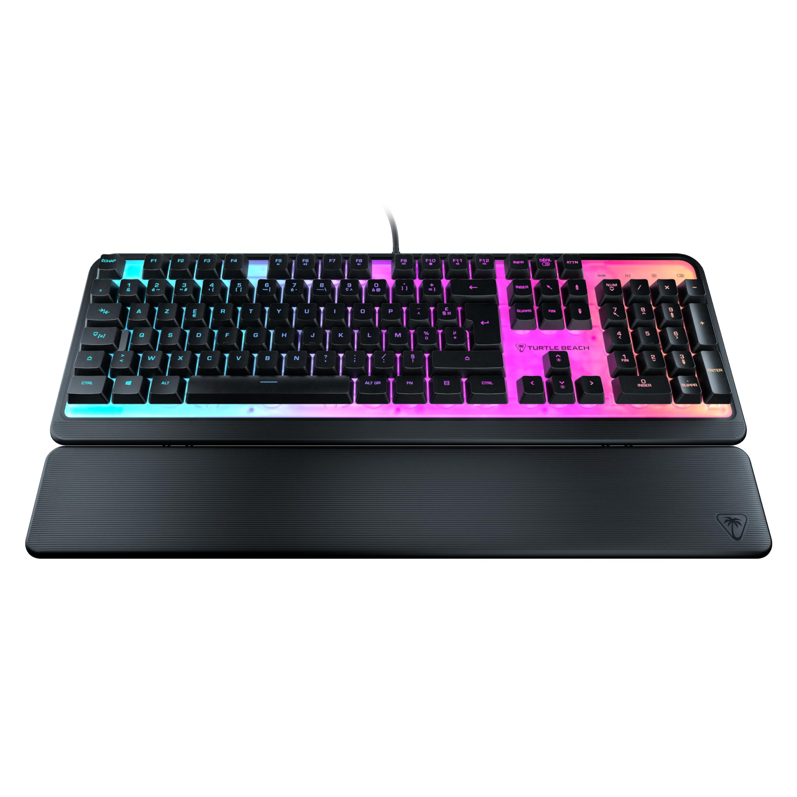 Turtle Beach Magma Membrane RGB Gaming Keyboard avec Touches en Membrane, Anti-​Ghosting Avancé, Eclairage RGB Personnalisable, Repose-​Paume Détachable - Noir