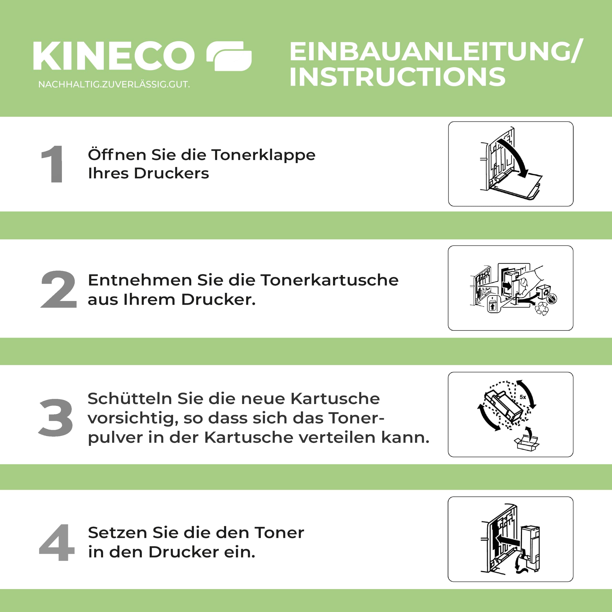 Kineco 5X Toner ersetzt TK5240 2X bk 1x CMY Multipack für Kyocera Ecosys M5526cdw P5026cdn