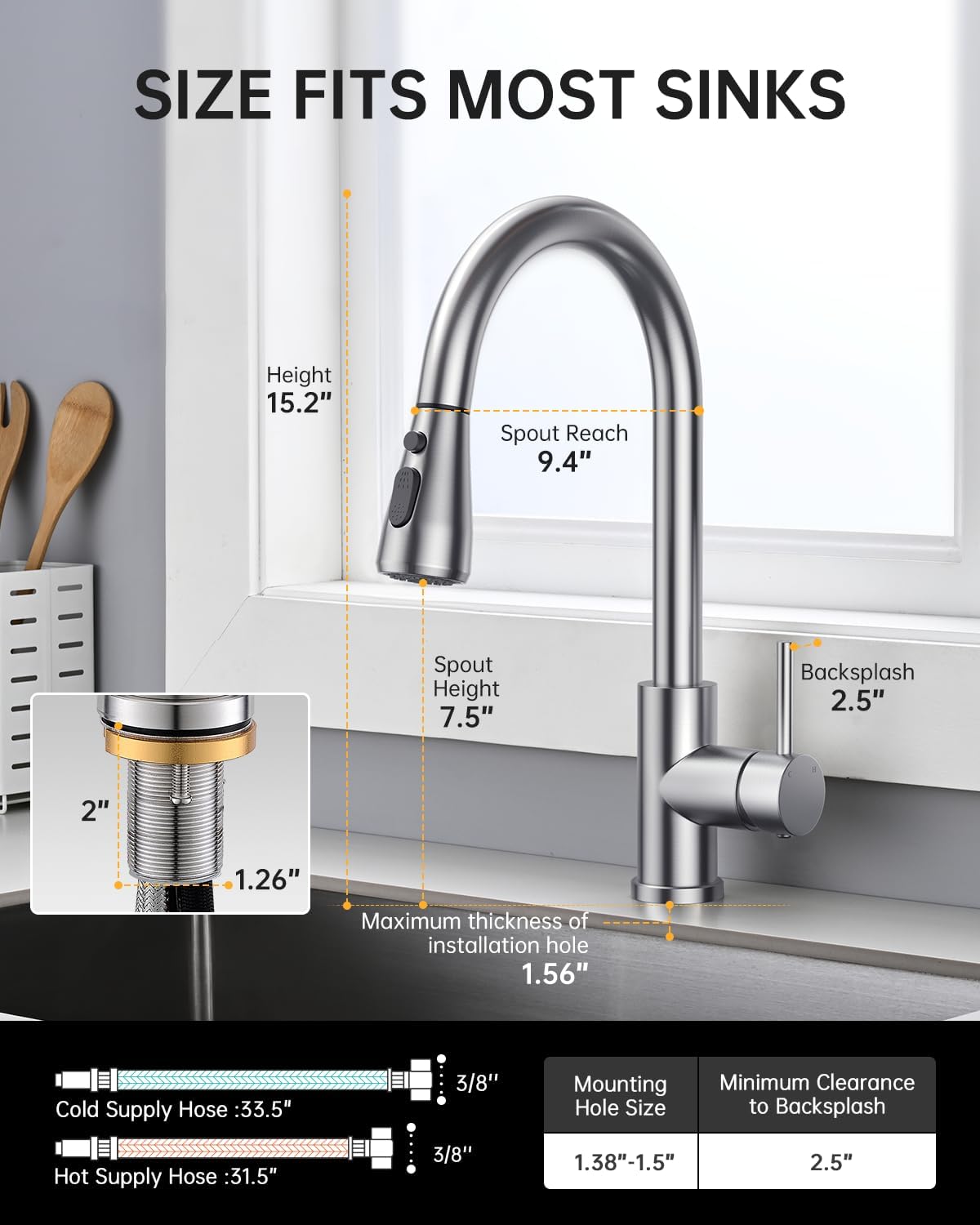 Hiqufet Touchless Kitchen Sink Faucet with Pull Down Sprayer, Stainless Steel Smart Motion Sensor Faucet for Pot Filler, Farmhouse Camper Bar Sink Laundry Room, Brushed Nickel