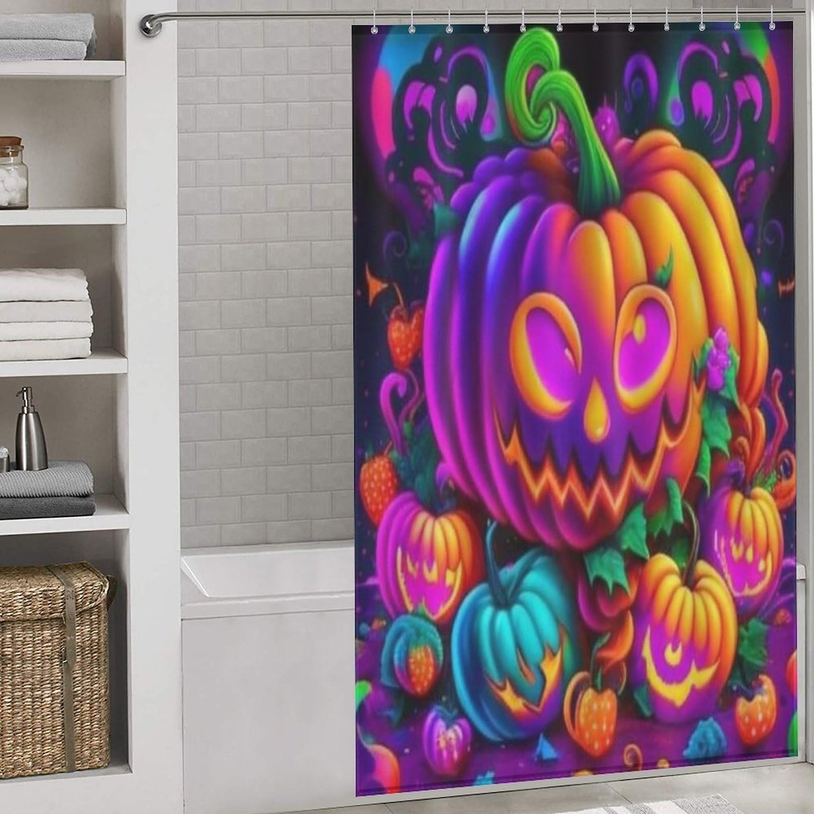 Rideau de douche Halloween imperméable et lavable en machine tissu polyester 140x183