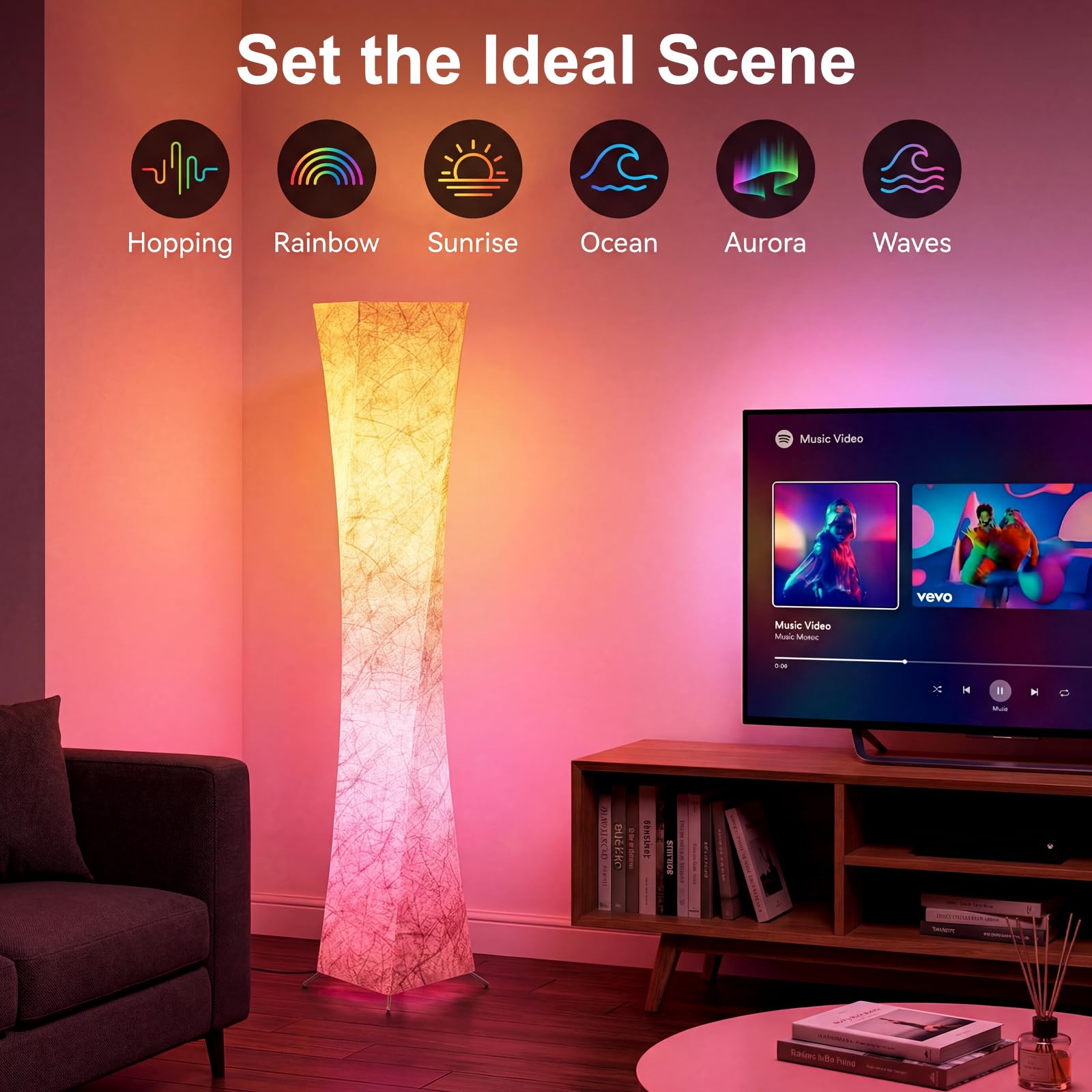 yinghuochong 61'' Square Floor Lamp, RGB LED Corner Floor Lamp