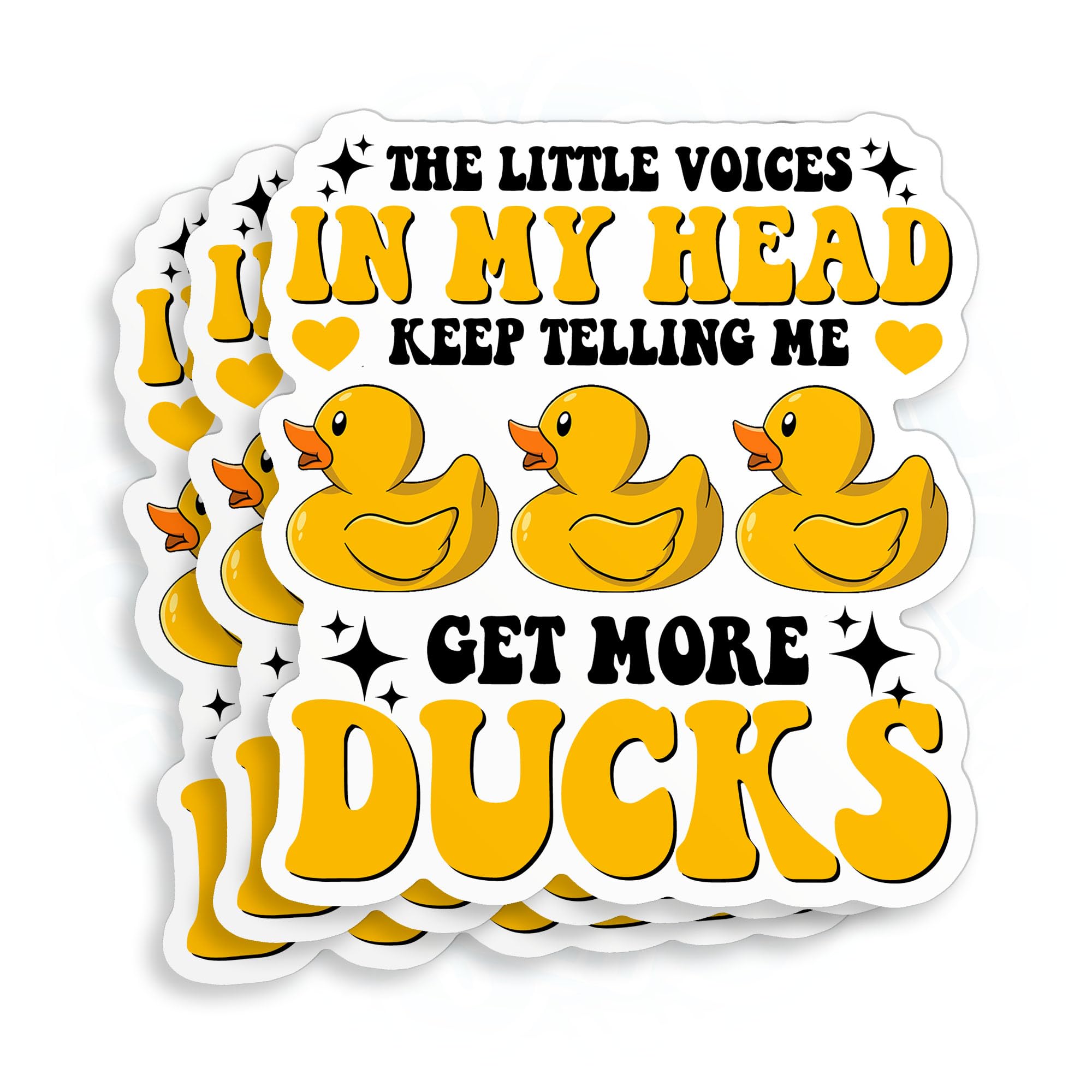 (3Pcs) Little Voices Get More Ducks Sticker Funny Rubber Duck Stickers Meme Vinyl Die-Cut Stickers for Hard Hat Water Bottle Laptop Tumbler Kindle Decor Gifts for Kids Boys Girls Adults 3 Inches