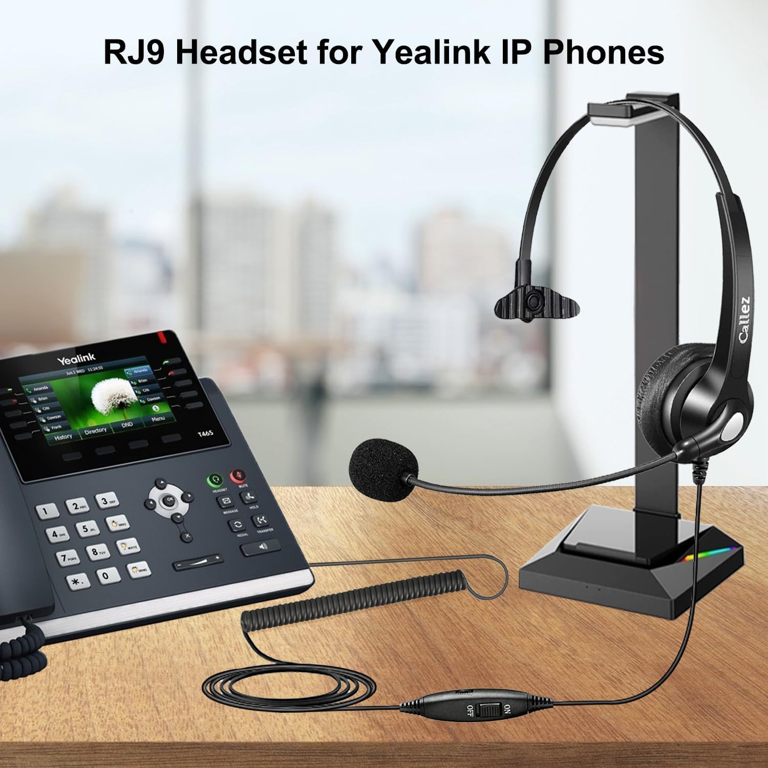 Callez Phone Headset for Yealink Office Phone with Noise Cancelling Mic, RJ9 Mono Telephone Headset Compatible with Yealink T20P T33G T46G T48G T46S T48S T53W T54W Avaya 1608 9608 J179 Grandstream - Image 6