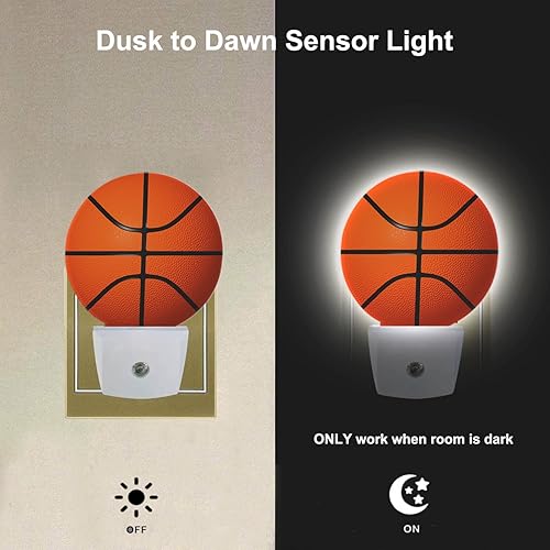 Miniatura 2 de EKOBLA Luz nocturna de baloncesto con diseño deportivo de pelota americana, luces nocturnas enchufables con sensor de atardecer a amanecer para