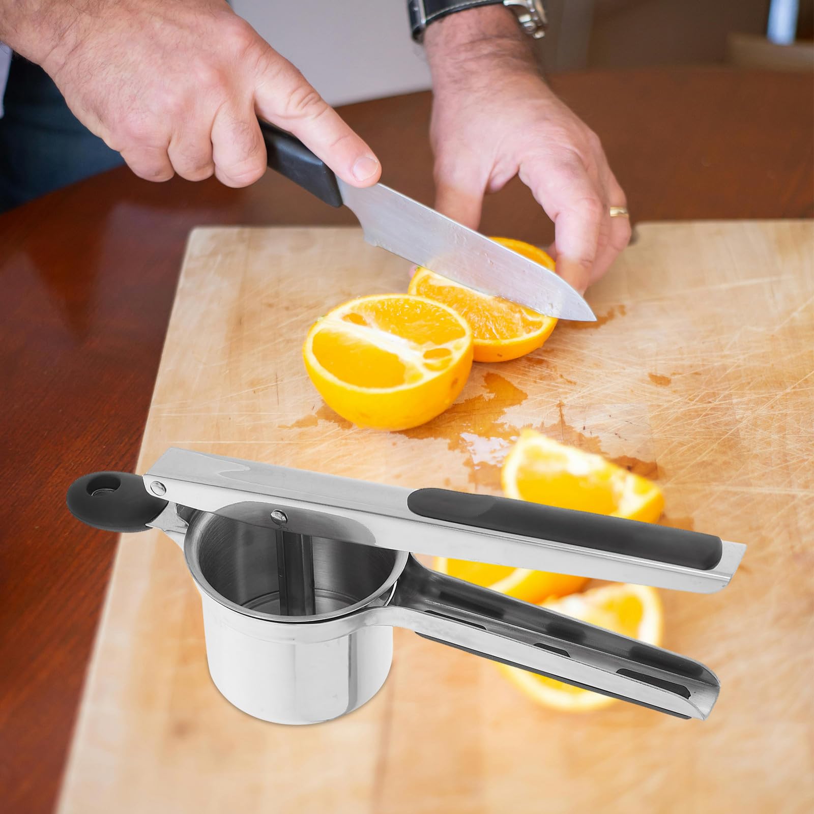 Gatuida Presse-purée Manuel en Acier Inoxydable Robuste, Presse-aliments Cuisine, Petit Format Compact, Outil Multifonction pour Purée de Pommes de Terre, Légumes et Fruits, Nettoyage