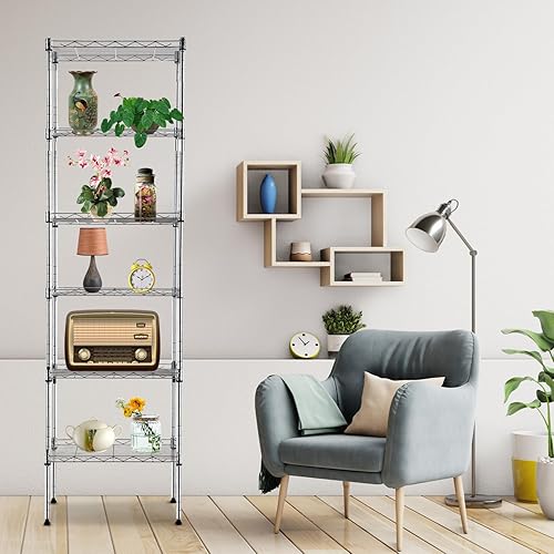 Miniatura 9 de Estantería de alambre de 5 estantes para garaje, estante de alambre NSF, estantes de almacenamiento grandes de metal, altura ajustable, utilidad,