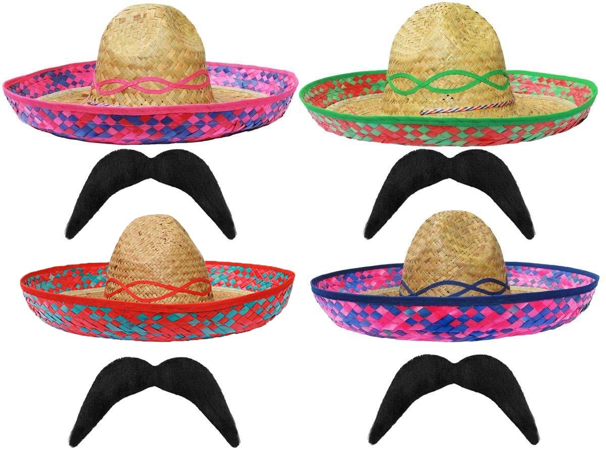 Buy RED MEXICAN SOMBRERO STRAW HAT + 