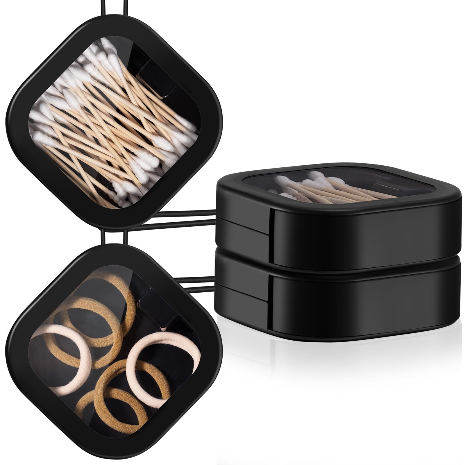 Kathfly 2 Pack Hair Tie Organizer Portable Hairband Holder Portable Hair Accessories Organizer Hanging Storage Container for Cotton Swab Bobby Pin