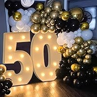 Vista 6 de KALOR Números iluminados de marquesina de 4 pies, números de mosaico para globos, marco de globo número 0, número de cartón grande para decoración