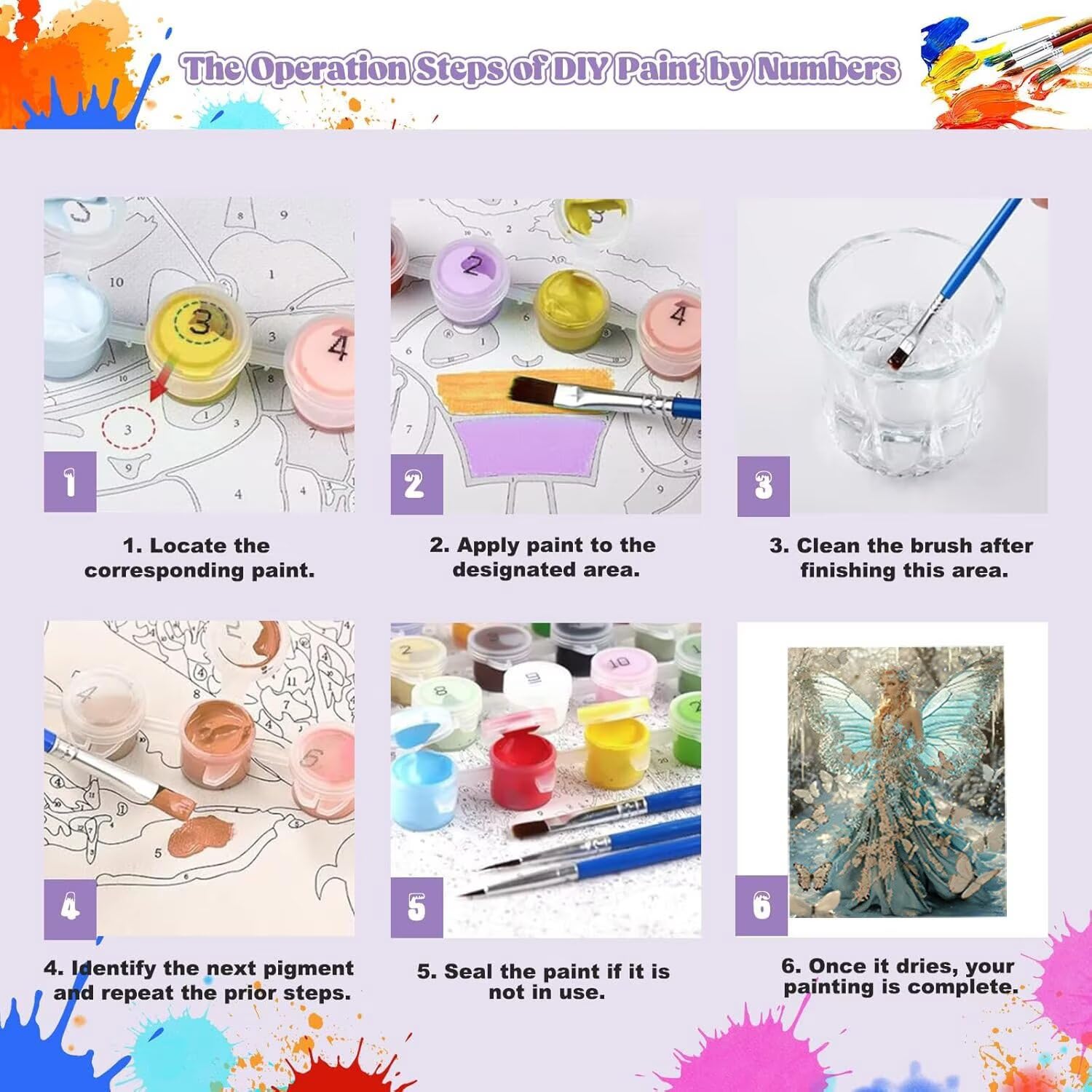 Farfalla e ragazza Dipingere con i Numeri per Adulti, 70x90cm a-374 | Paint by Numbers Kit con Pennelli e Acrilico Pigmento, Fai da te Olio La Pittura di Numeri Kit, Decora la Casa, senza Cornice
