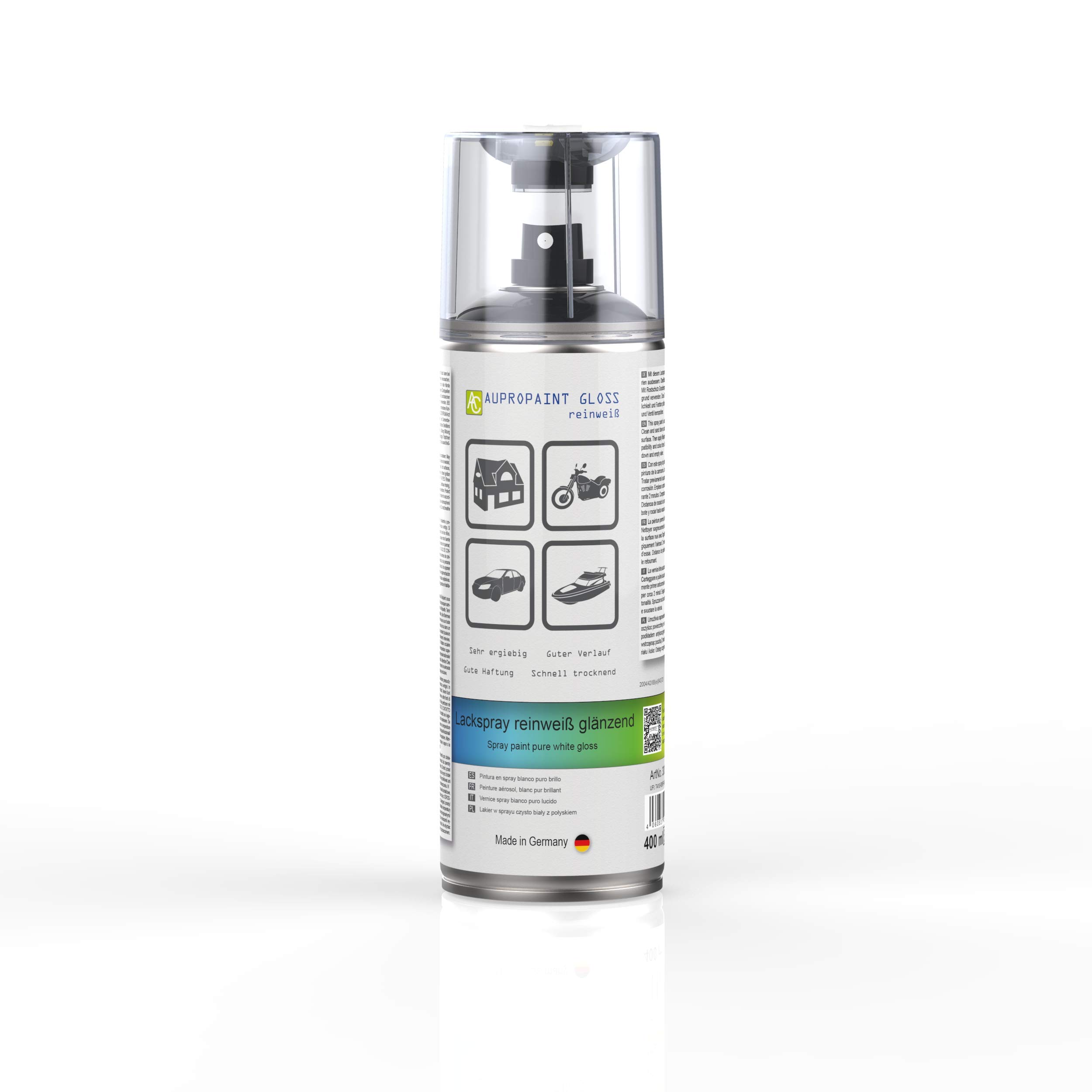 AUPROTEC Lackspray AUPROPAINT GLOSS weiß glänzend Sprühlack Glanzlack Auto Lack Spray 12x 400ml
