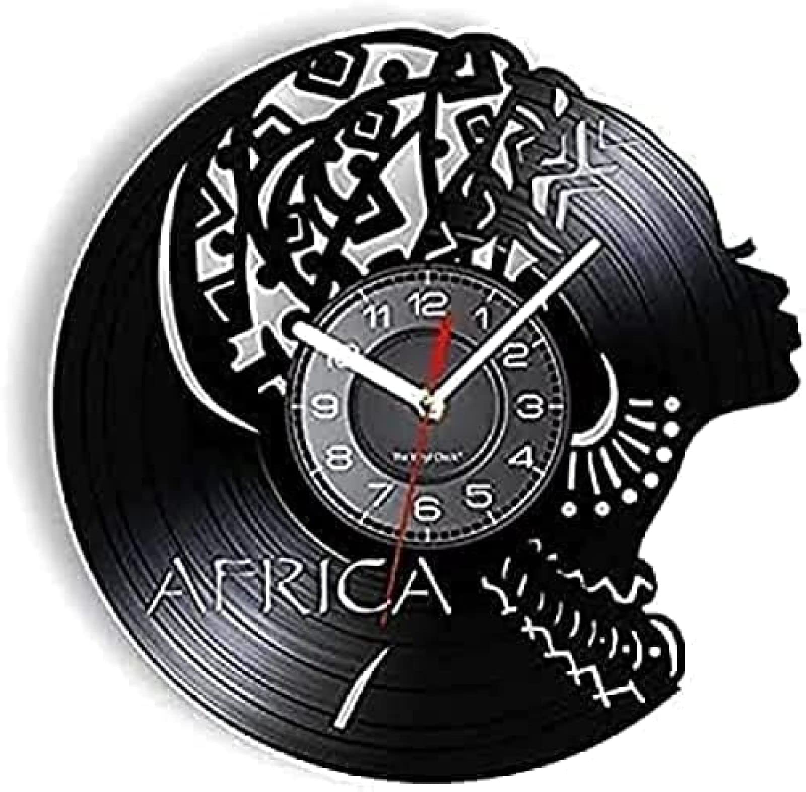 Horloge cadeau décoratif femme africaine en vinyle pour anniversaire et fête