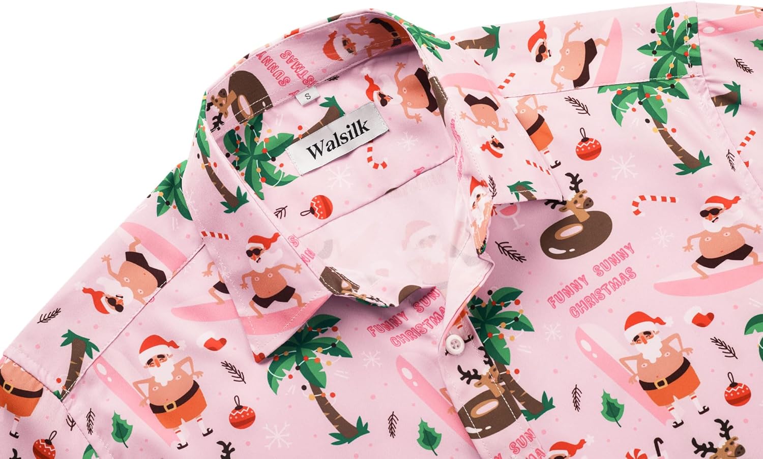Christmas Hawaiian Button Down Shirt for Men Xmas Santa Printed Casual Beach Short Sleeve Shirts - Image 4