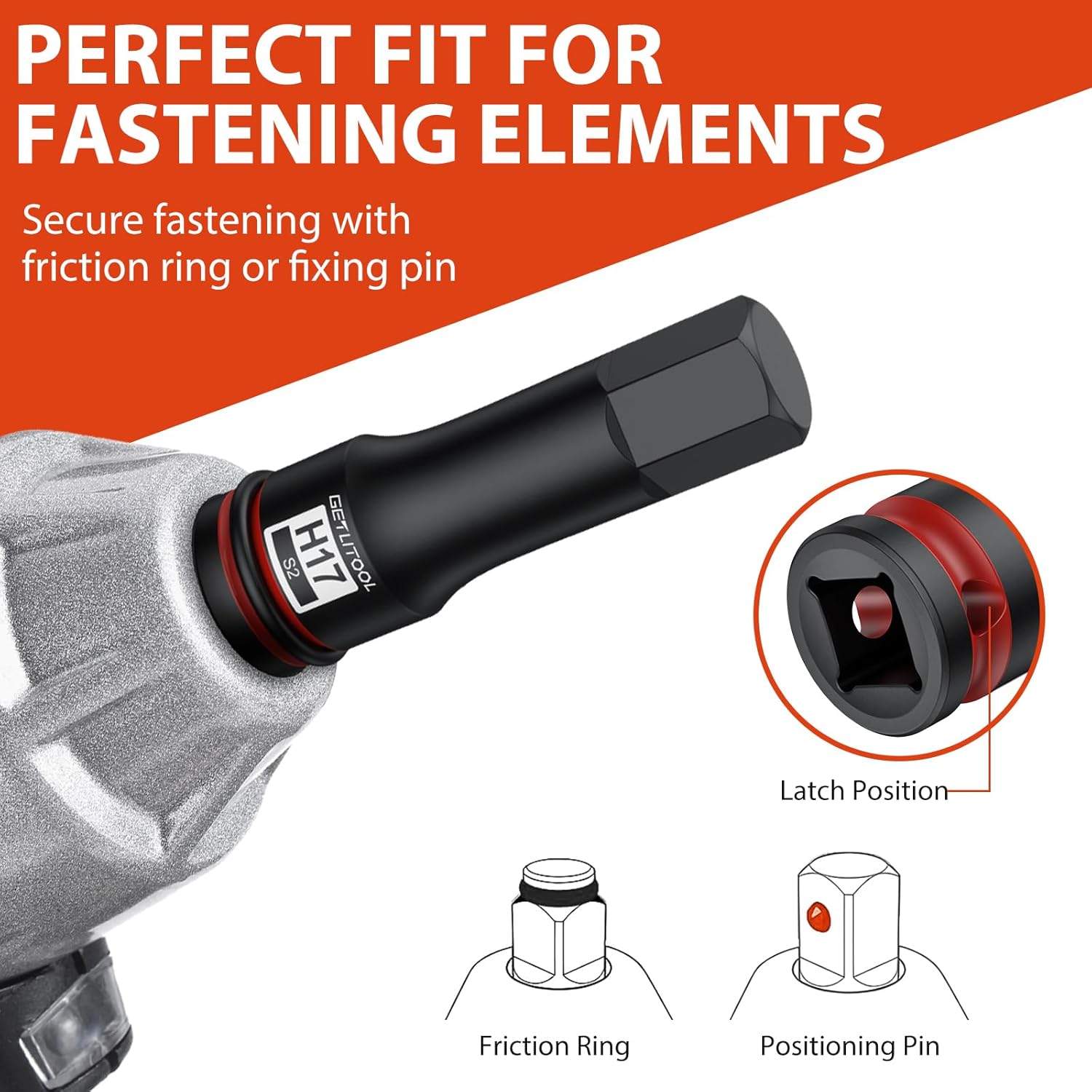 GETLITOOL 20Pcs Impact Allen Bit Socket Set, 1/2" Drive S2 Steel Hex & Torx Bit Sockets with Size-marked and Storage Case for Car Repair, Mechanical Maintenance, 5mm-19mm & T20-T80, Tools for Men