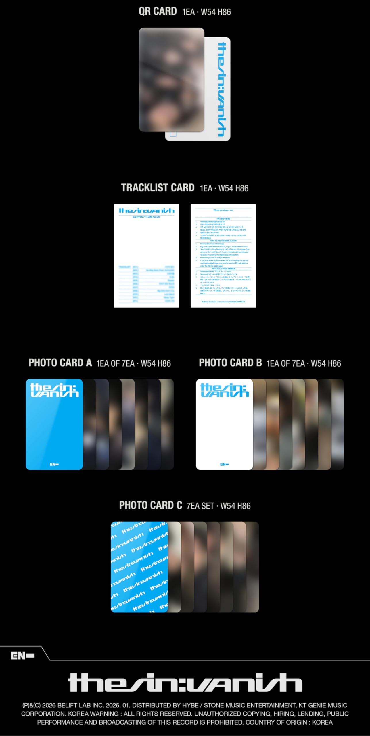 EN- ENHYPEN The SIN : VANISH 7th Mini Album Weverse Albums Version