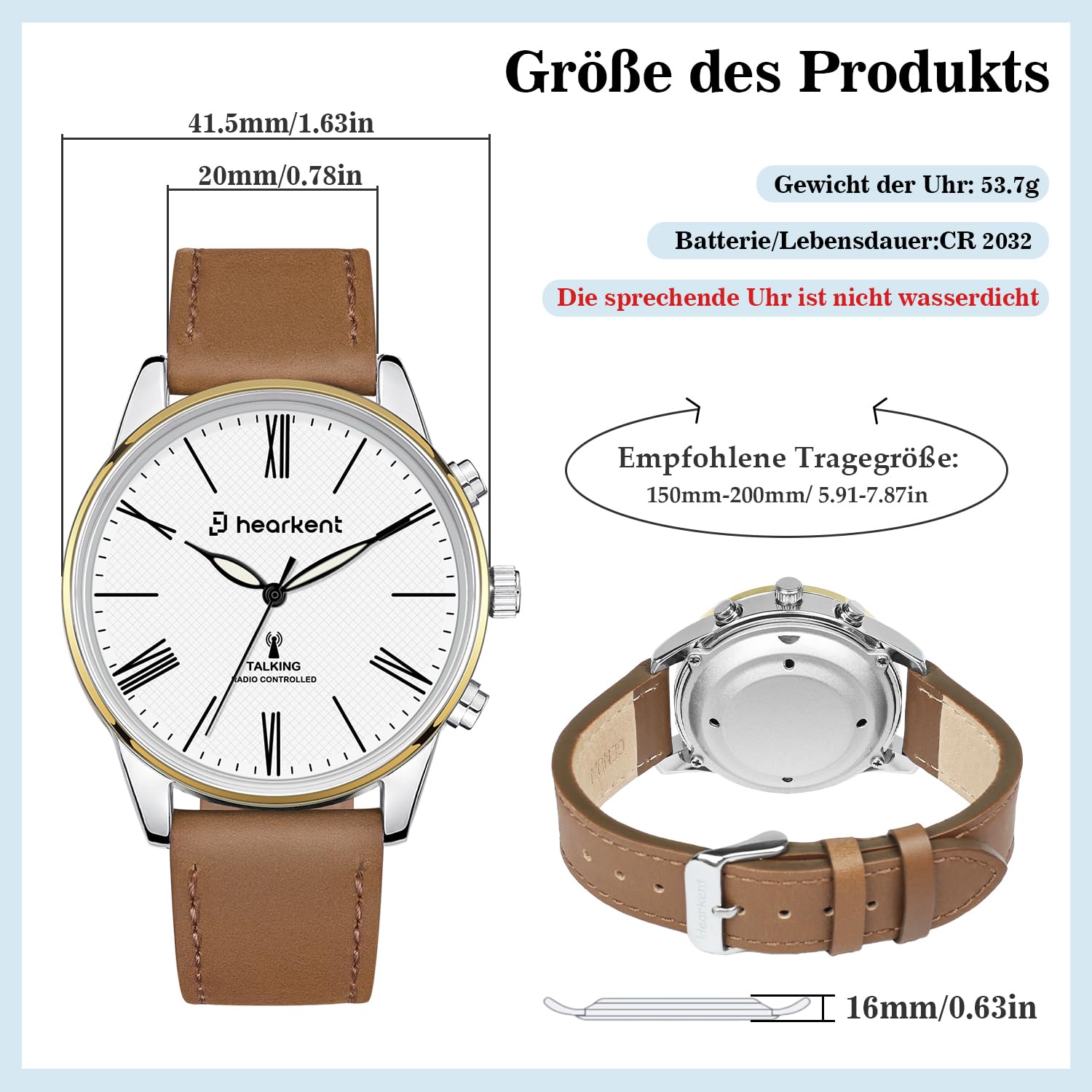 Reloj parlante para hombre, reloj de pulsera para personas mayores con voz alemana, relojes de esfera grande para discapacitados visuales, reloj parlante ciego, alto y claro, reloj analógico clásico