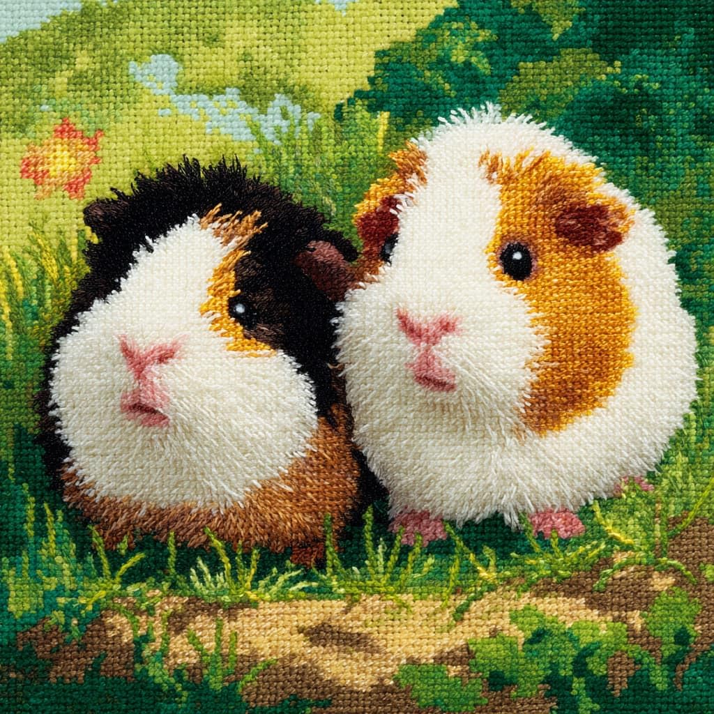 Taxpy Latch Hook Cushion Kits 17X17Inch, Animal Guinea Pig Latch Hook Pillow Case Kits Embroidery Kit, DIY Needlework Pillow Cover Cushion Rug Making Kit