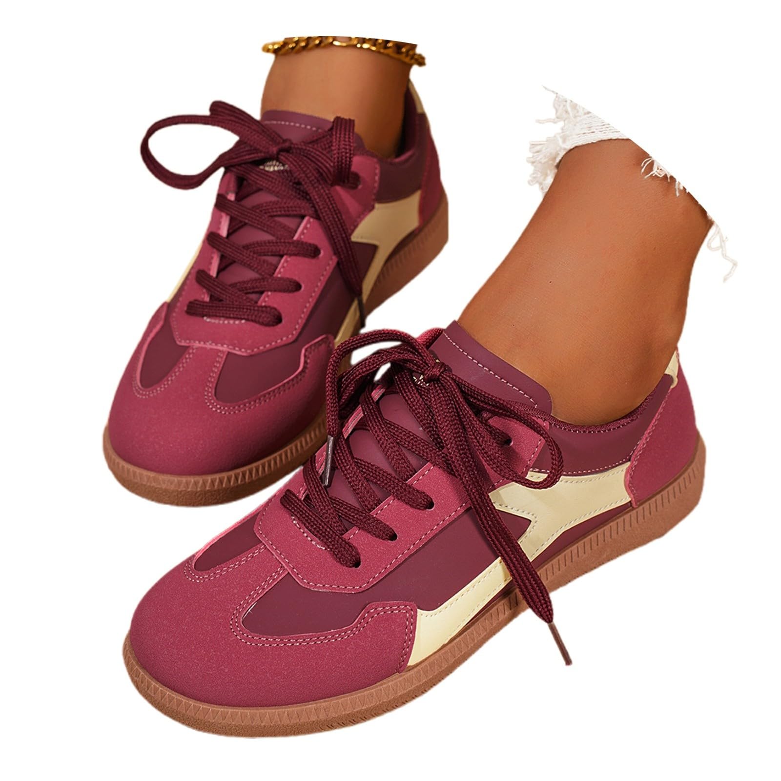Chaussures de marche femme confortables et légères avec plateforme à lacets