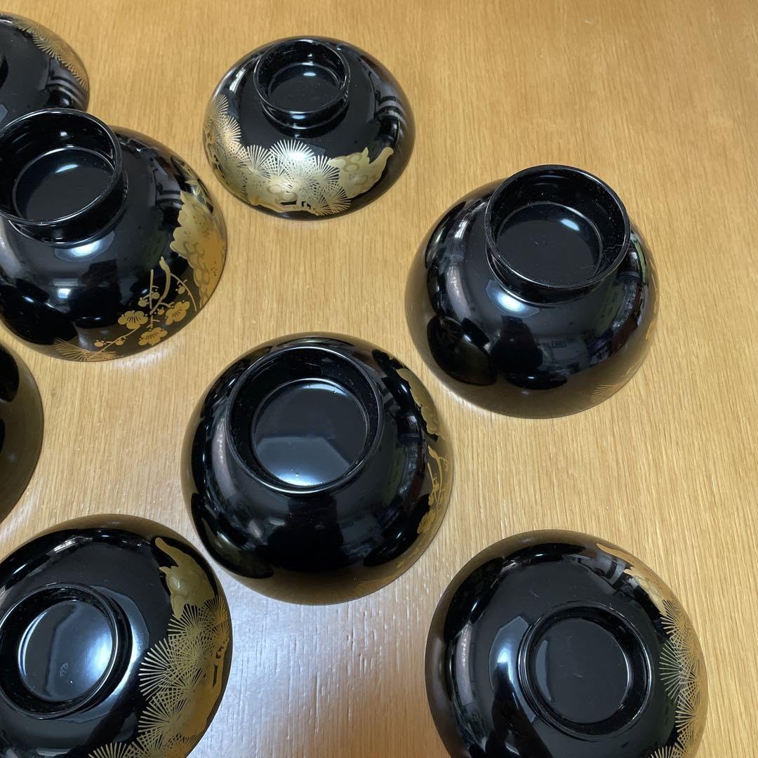 Amazon.co.jp: 超限定品 本うるし塗 御殿 吸椀 黒 松台 松竹梅  