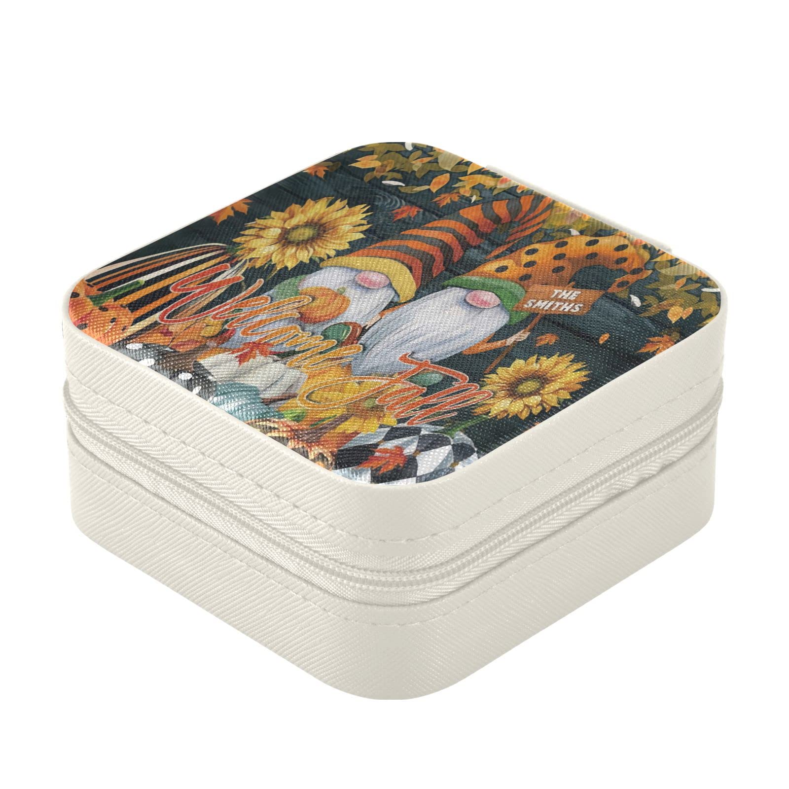 Piccolo portagioie da donna, in pelle PU, portatile, da viaggio, per anelli, orecchini, collane, orologi, regali per ragazze e donne Welcom Fall