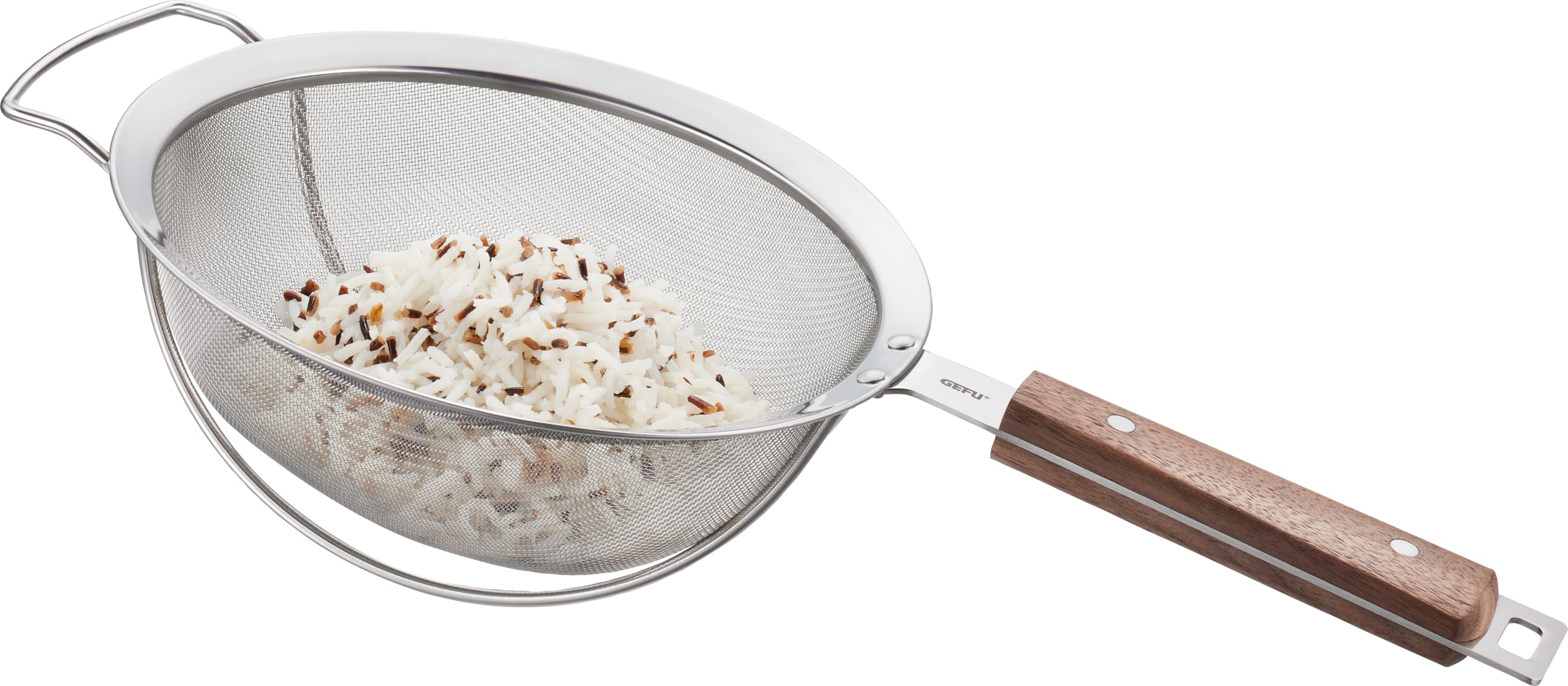 GEFU Sieb PASSO Ø 20 cm - Feinsieb mit Walnussholzgriff und Edelstahlgewebe