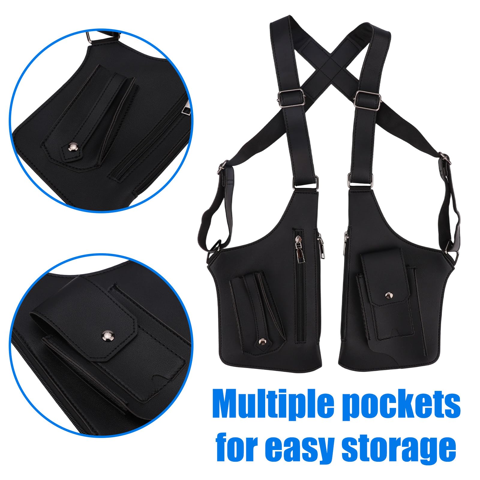 Riñonera de Hombro para Hombre, Bandolera Doble con Correa Ajustable Mochila Antirrobo Funda para Cartera y Teléfono