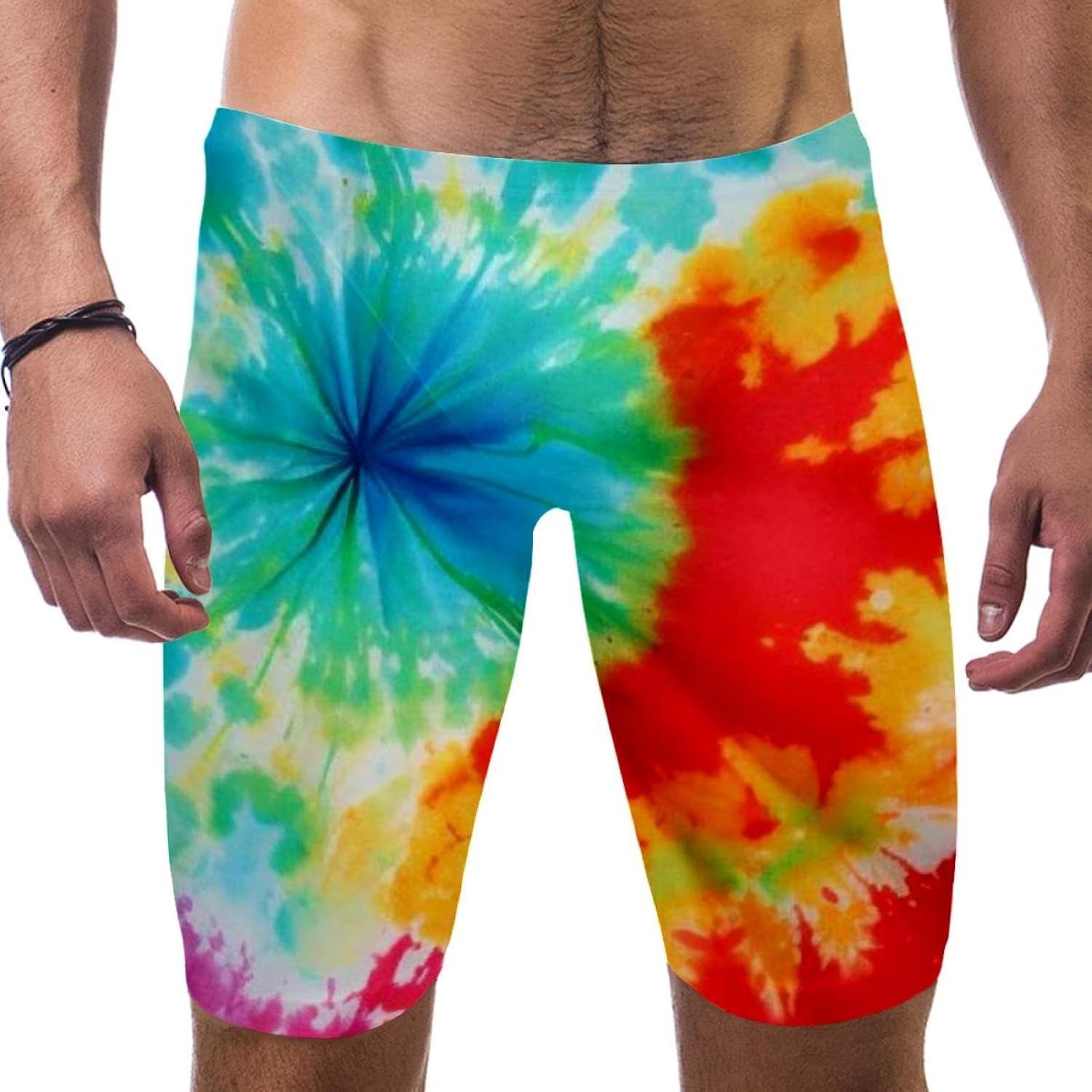 Tie Dye Jammer Swimsuit Mens Swim Jammers Endurance Long Racing Training Swimsuit