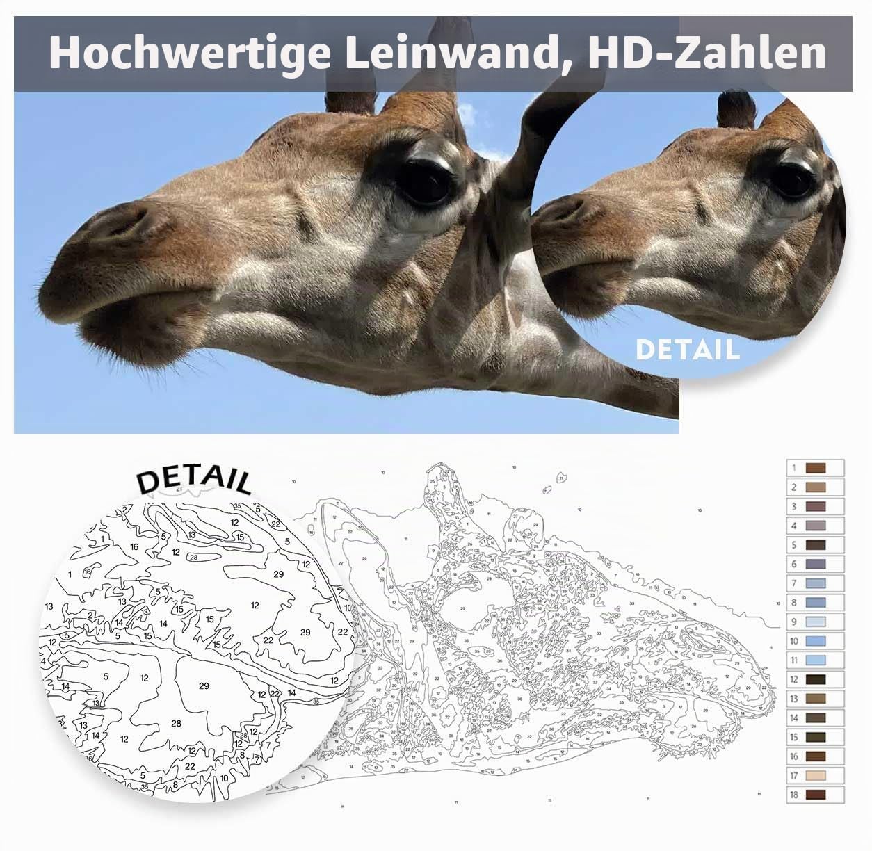 Personalisiertes individuelles Malen nach Zahlen für Erwachsene, Malsets für Haustiere und Porträts, Geschenke -Machen Sie Ihre eigene Foto-Zeichnungsfarbe und Pinsel (Gerahmt 40x50cm)