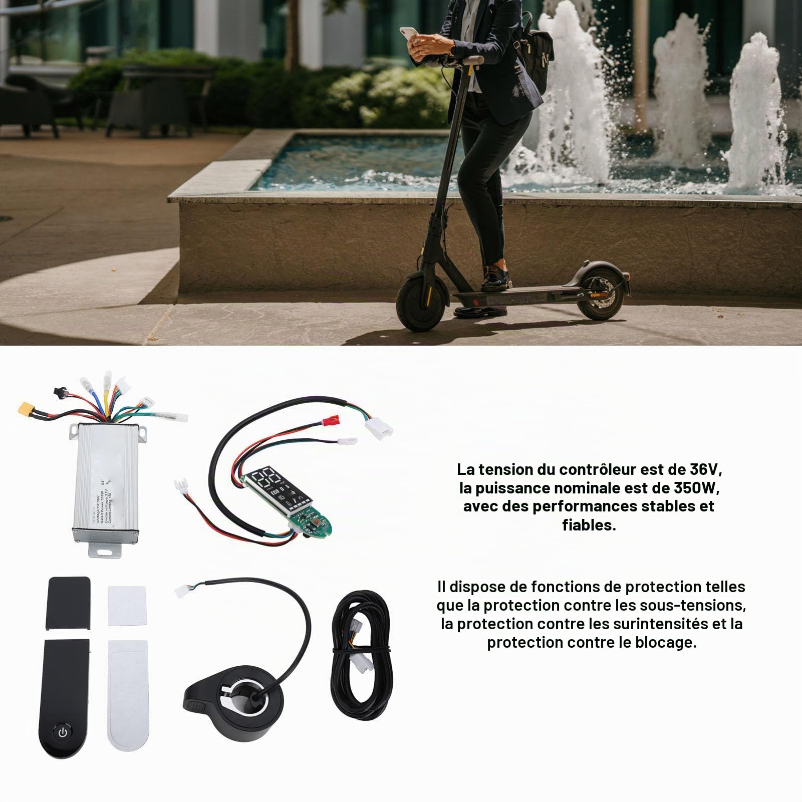 BuyWeek Kit de Tableau de Bord de Contrôleur de Scooter Électrique pour Xiaomi M365 Pro Pro 2 1S, DC 36V 350W Kit de Accélérateur de Circuit Imprimé de Contrôleur de Moteur de Trottinette Électrique