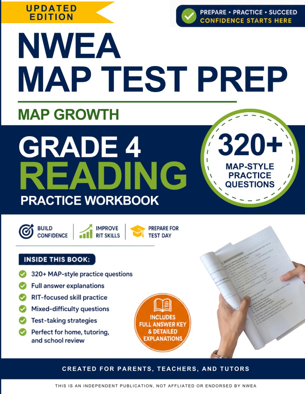 NWEA MAP Test Preparation Workbook - Grade 4 Reading: 320+ MAP Growth Practice Questions with Full Answer Explanations | RIT-Focused Workbook for ... Tutors (NWEA MAP Test Reading Preparation)