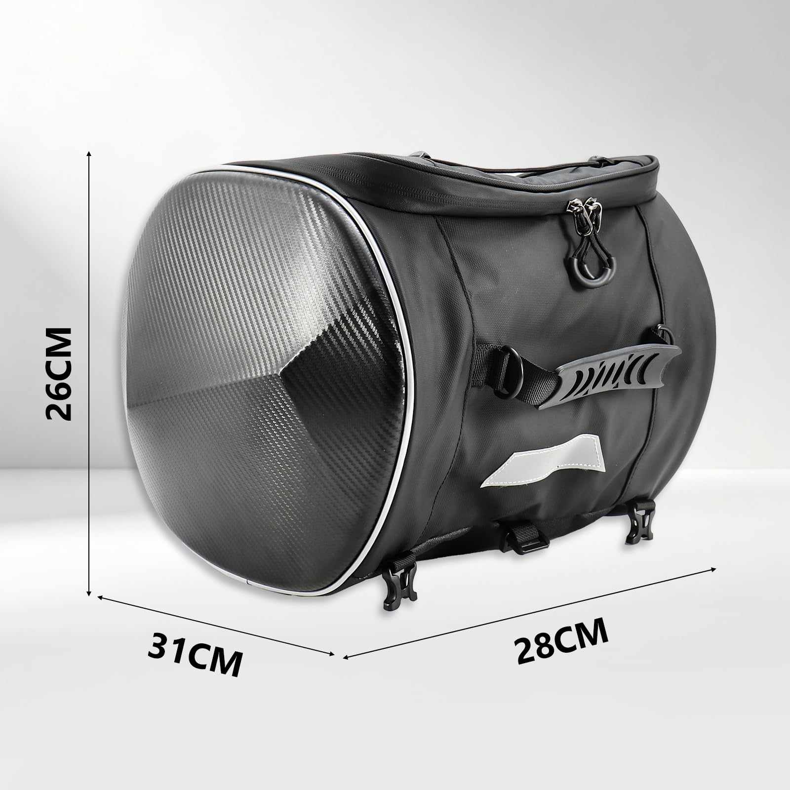 Bolsa Asiento Trasero Moto,con Amplio Espacio y Banda Reflectante, Bolsa Universal para el sillín de Moto, Bolsa para Casco, Bolsa para el túnel de escúter, Negro