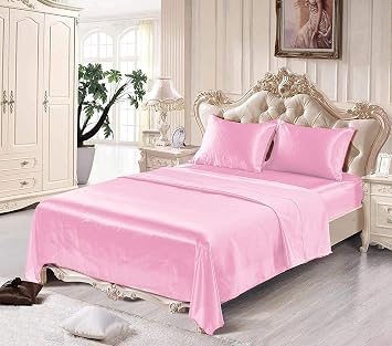100% Mulberry Silk Sheet Set - 22 Momme Grade 6A, 21 Inch Deep Pocket, Luxurious Bed Sheets for Ultimate Comfort,Twin/Twin XL-Baby Pink