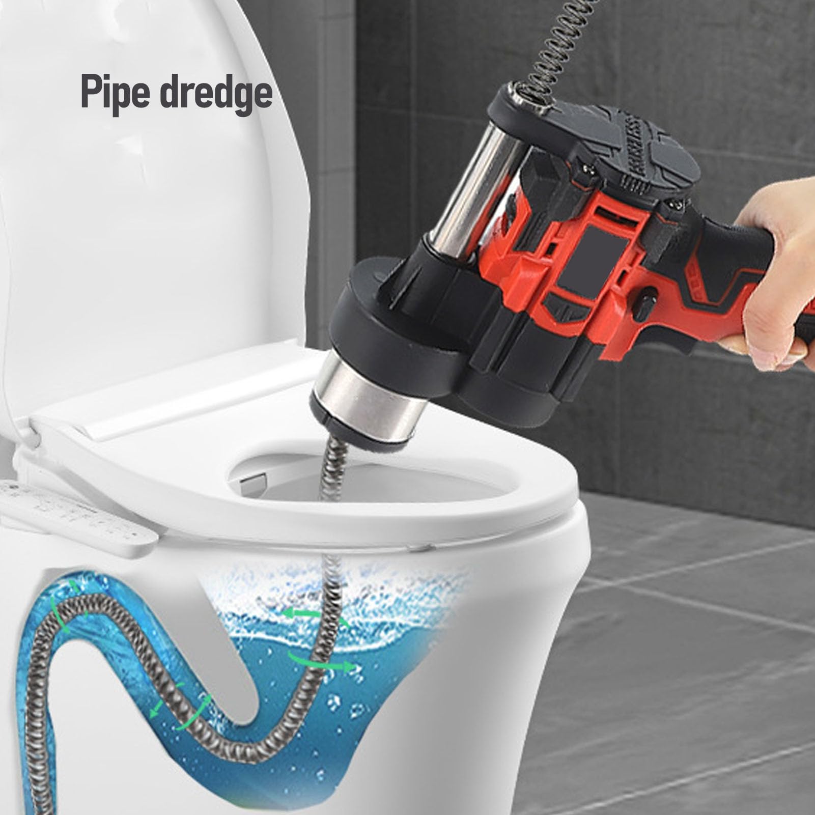 Electric Drain Auger, 21V Cordless Handheld 14.8ft Plumbing Snake Drain Hair Removal Tool Set Flexible Drain Cleaning Machine for Unclogging Toilet, Bathroom, Sink Drain Pipes