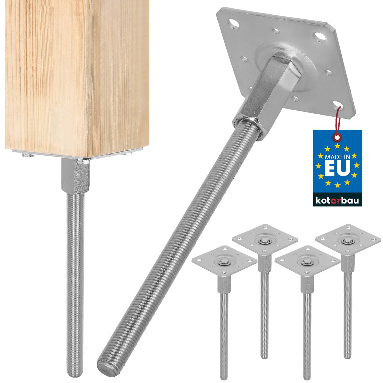 KOTARBAU® Post Anchor Height Adjustable 110 x 330 mm Galvanised Steel Ground Anchor Post Holder Post Base Stable Support Foot Post Shoe Vertical Adjustable Steel Anchor for Garden Arbours and Fences