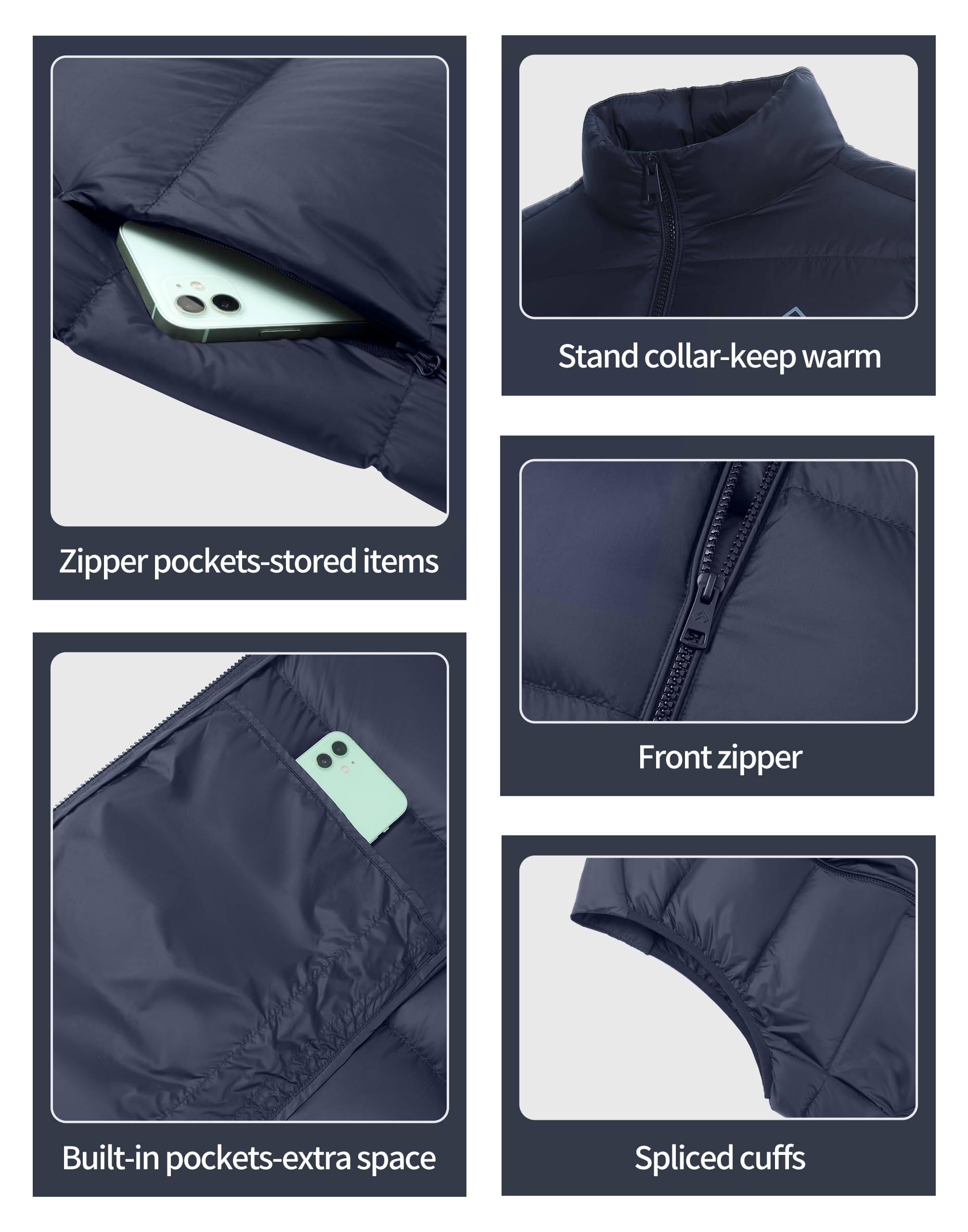 Pioneer Camp Chaleco ligero de plumón para hombre, relleno Power 700, sin mangas, cálido, para exteriores