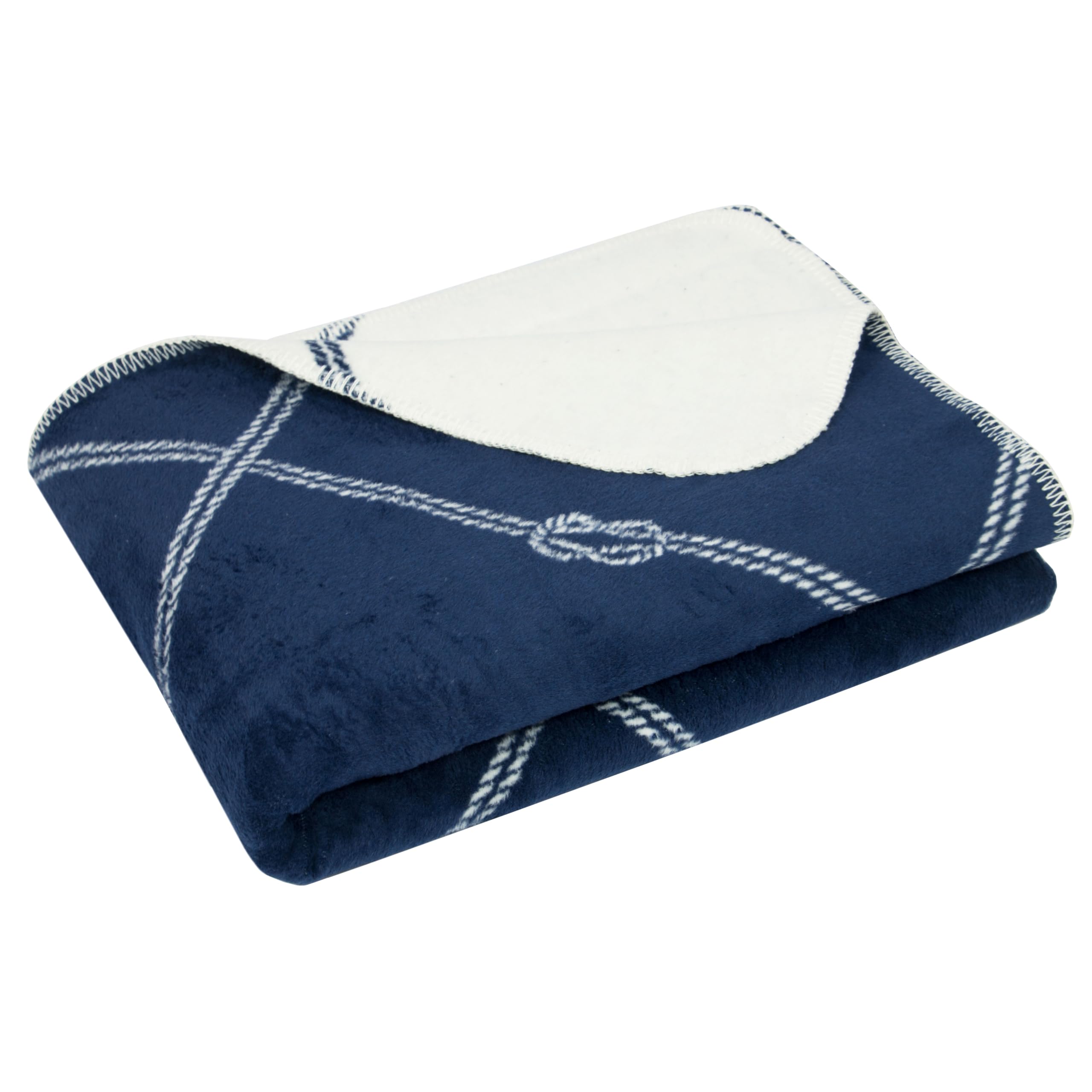 ZOLLNER Manta Grande para Cama y sofá 150x200 cm, 60% algodón, azúl Blanco