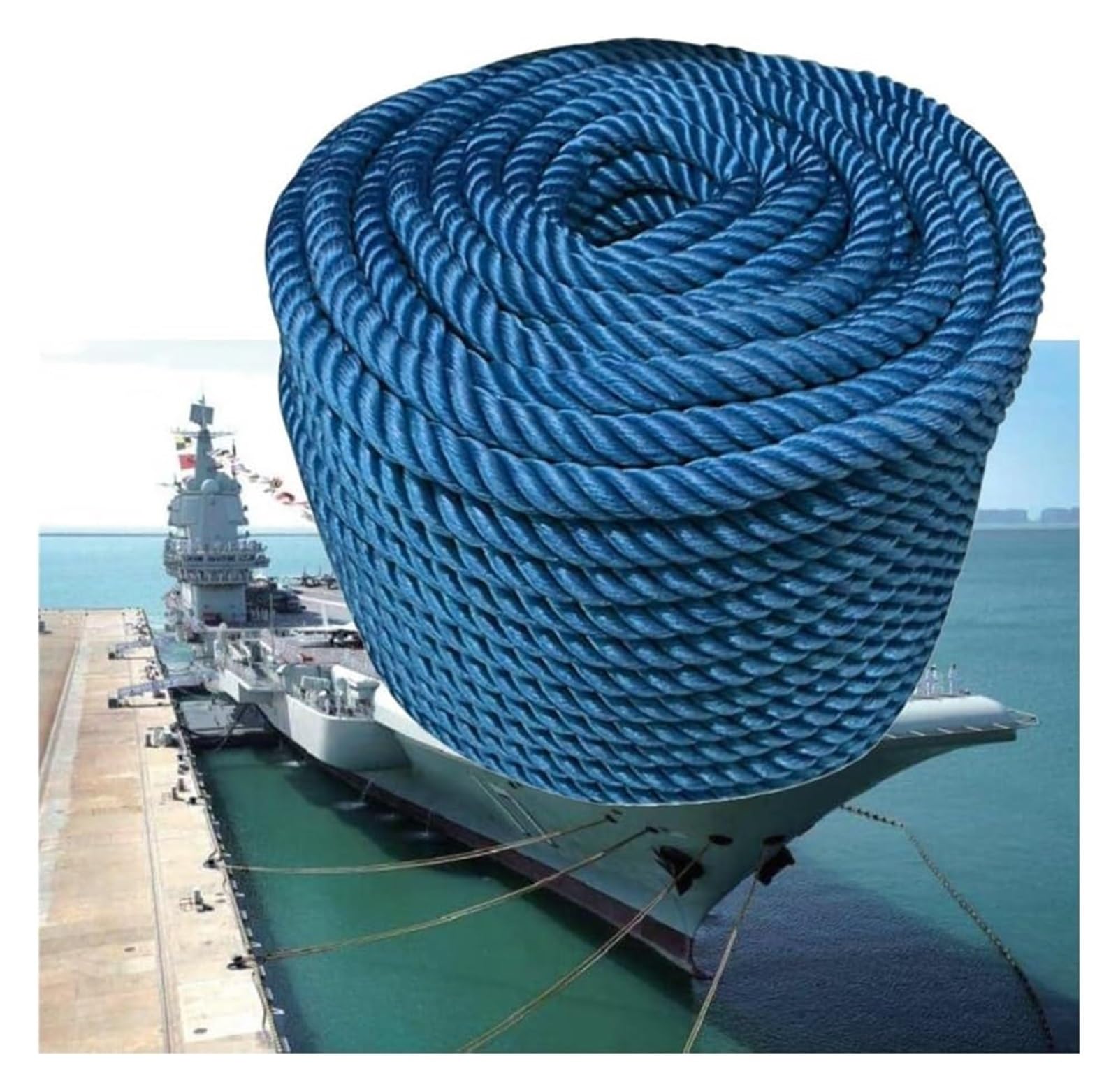 Corda intrecciata in nylon per ormeggio, Cime da ormeggio in nylon intrecciato a 3 trecce, multicolore, diametro 12-24 mm, lunghezza 10-100 m(Blue,22mmx10m/0.87"x30')