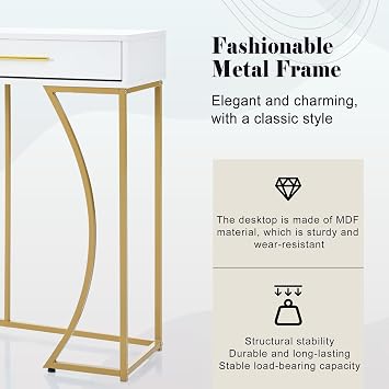 BTM Bedroom Dressing Table With 2 Drawers, Vanity Table, Light Luxury Style Makeup Desk, Modern Bedroom Dresser, 110x38x76 cm