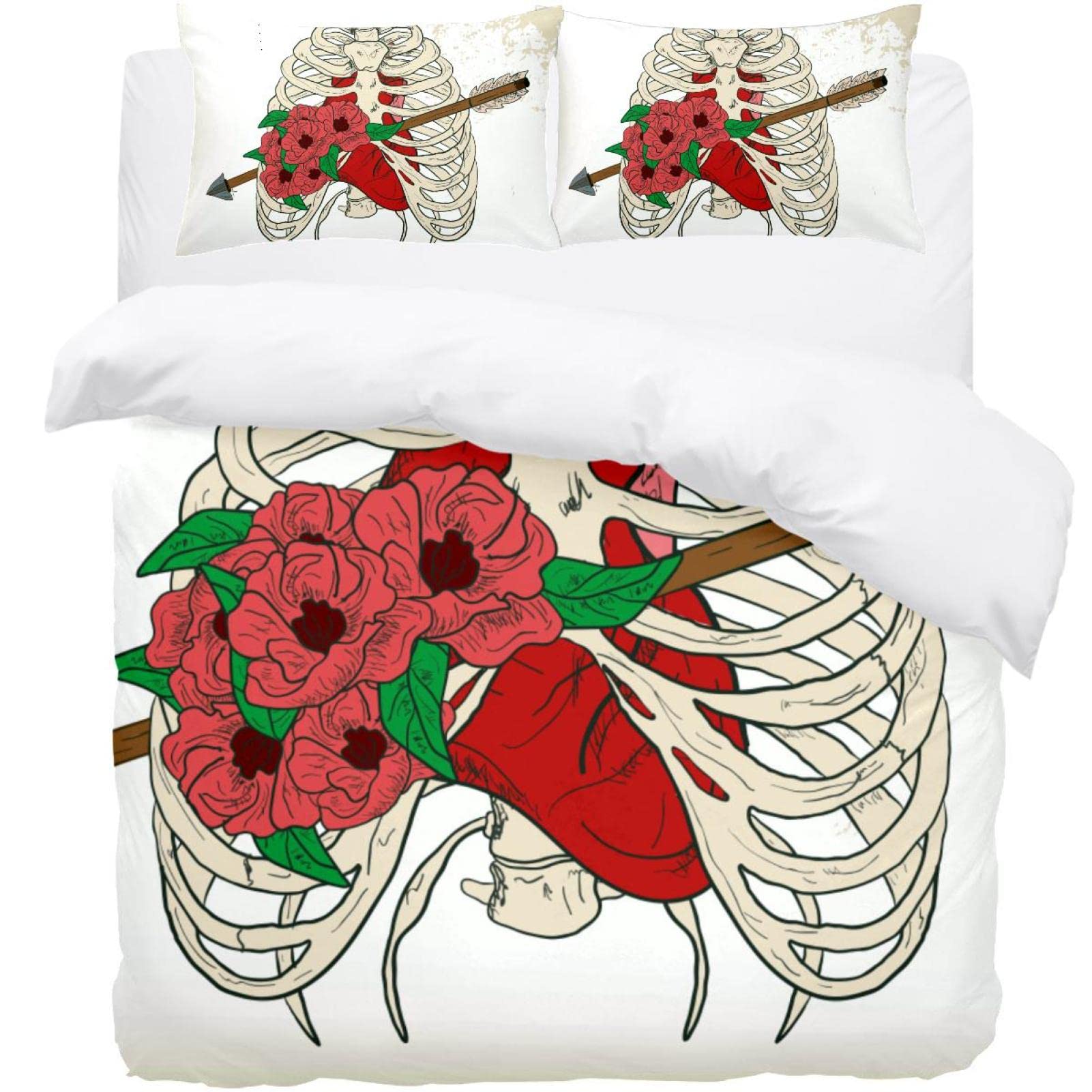 Housse de couette douce lit simple anti-plis parure 3 pièces motif cage côtelée unie