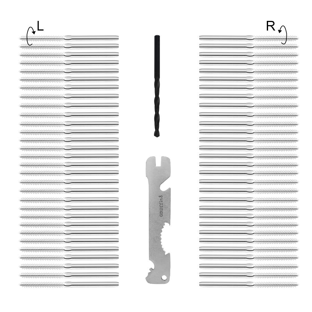 Cable Railing Hardware Kit Left&Right Swage Lag Screws for 1/8" Stair Railing Systems T316 Stainless Steel Deck Railing Marine Grade DIY Wood 60 Pack